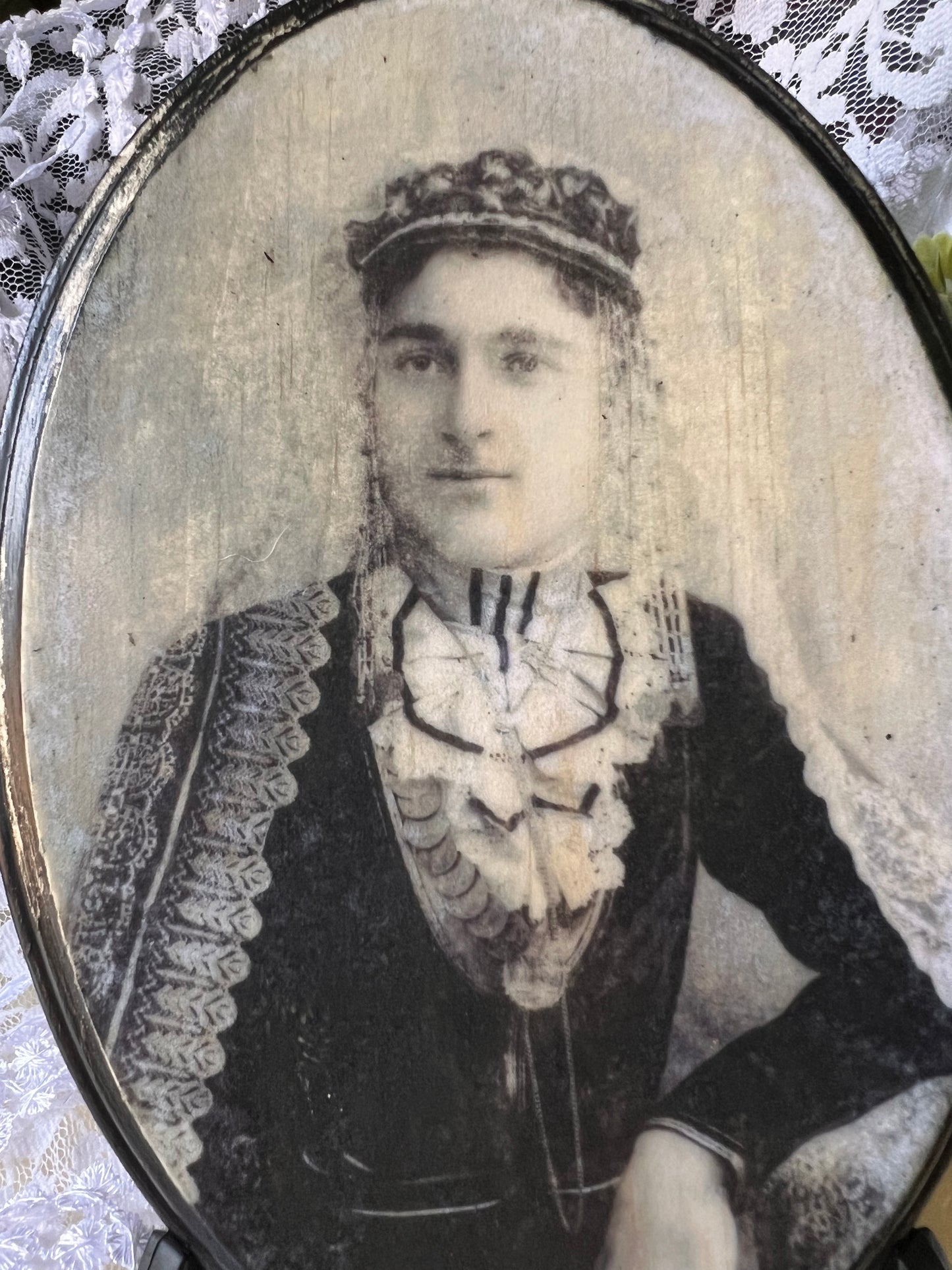 Dark Academia, Antique Photo, Princely Ghost, Wall Hanging, Wooden Plaque