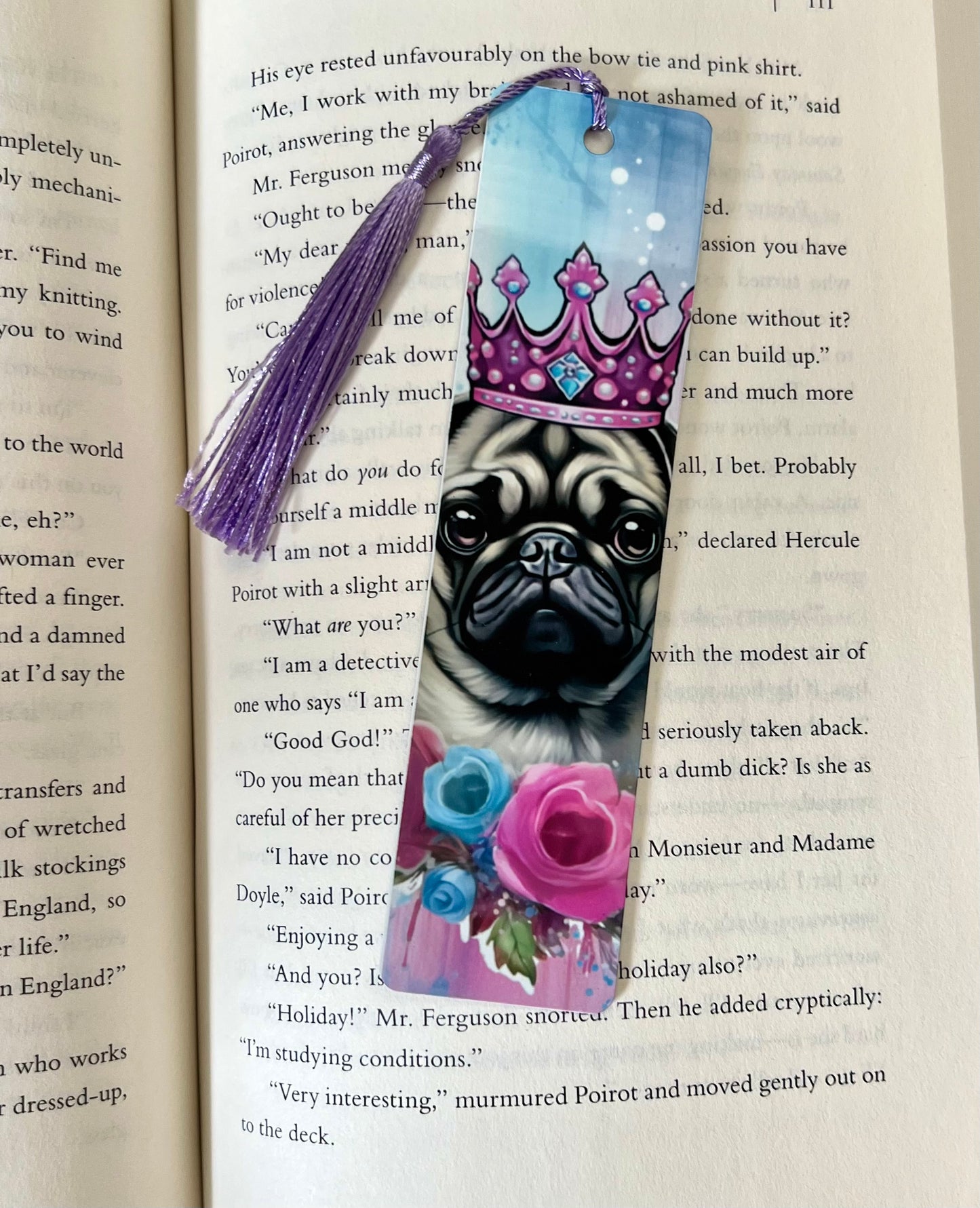 Bookmark - Metal Bookmark 1.5" x 6" with Tassel - Royal Pug