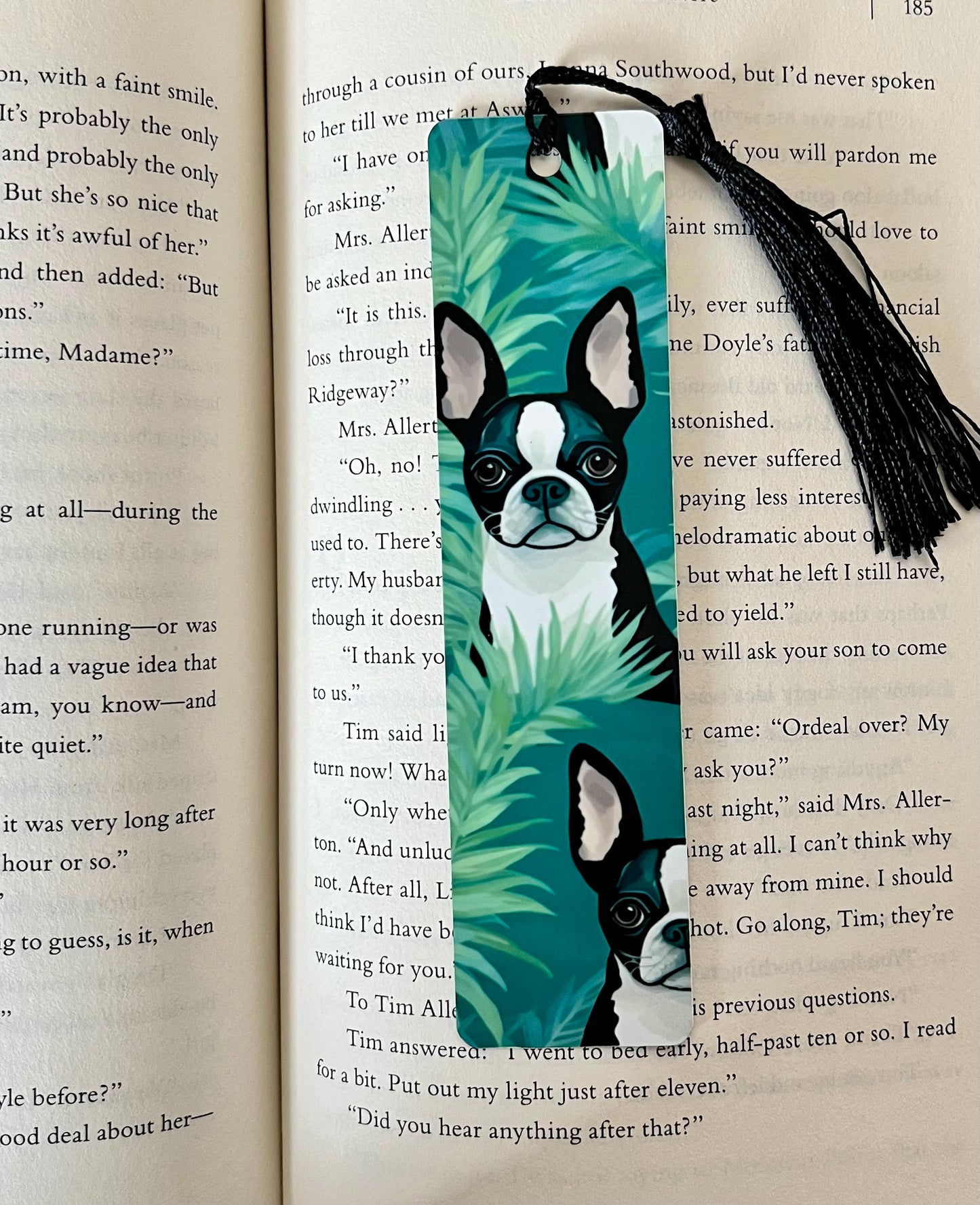 Bookmark - Metal Bookmark 1.5" x 6" with Tassel -Boston Terrier Ferns