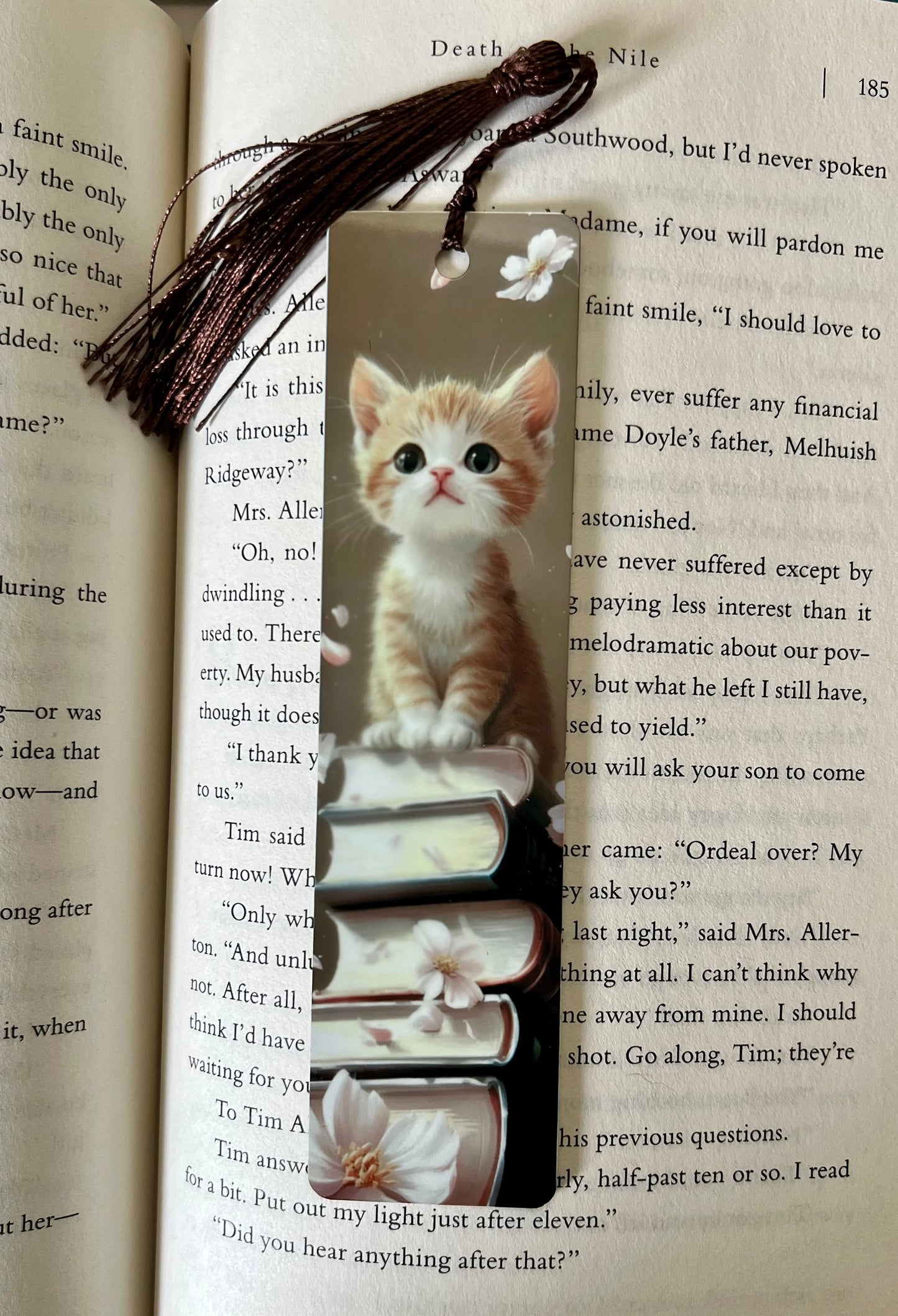 Bookmark - Metal Bookmark 1.5" x 6" with Tassel -Orange Tabby Kitten
