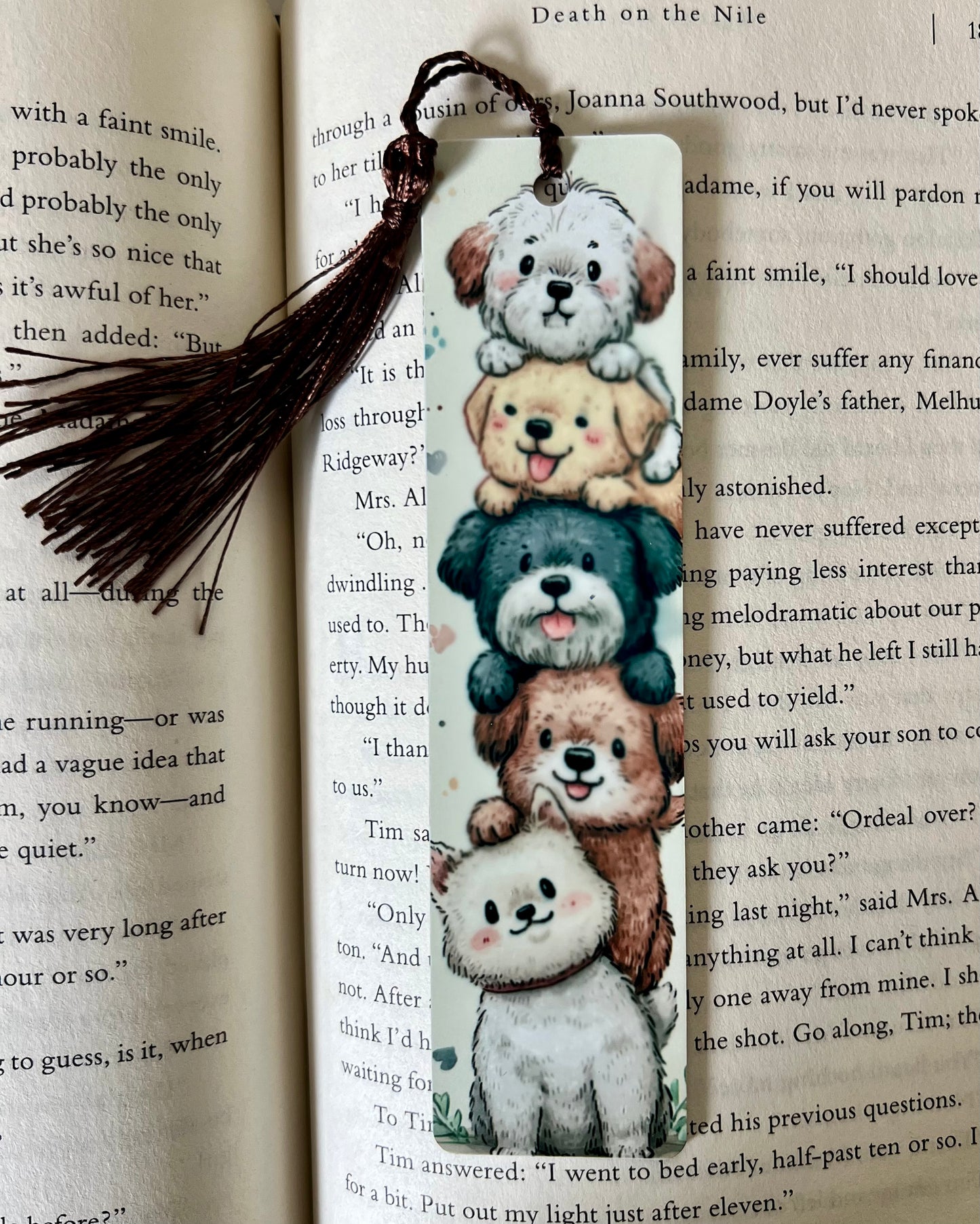 Bookmark - Metal Bookmark 1.5" x 6" with Tassel - Fluffy Puppies