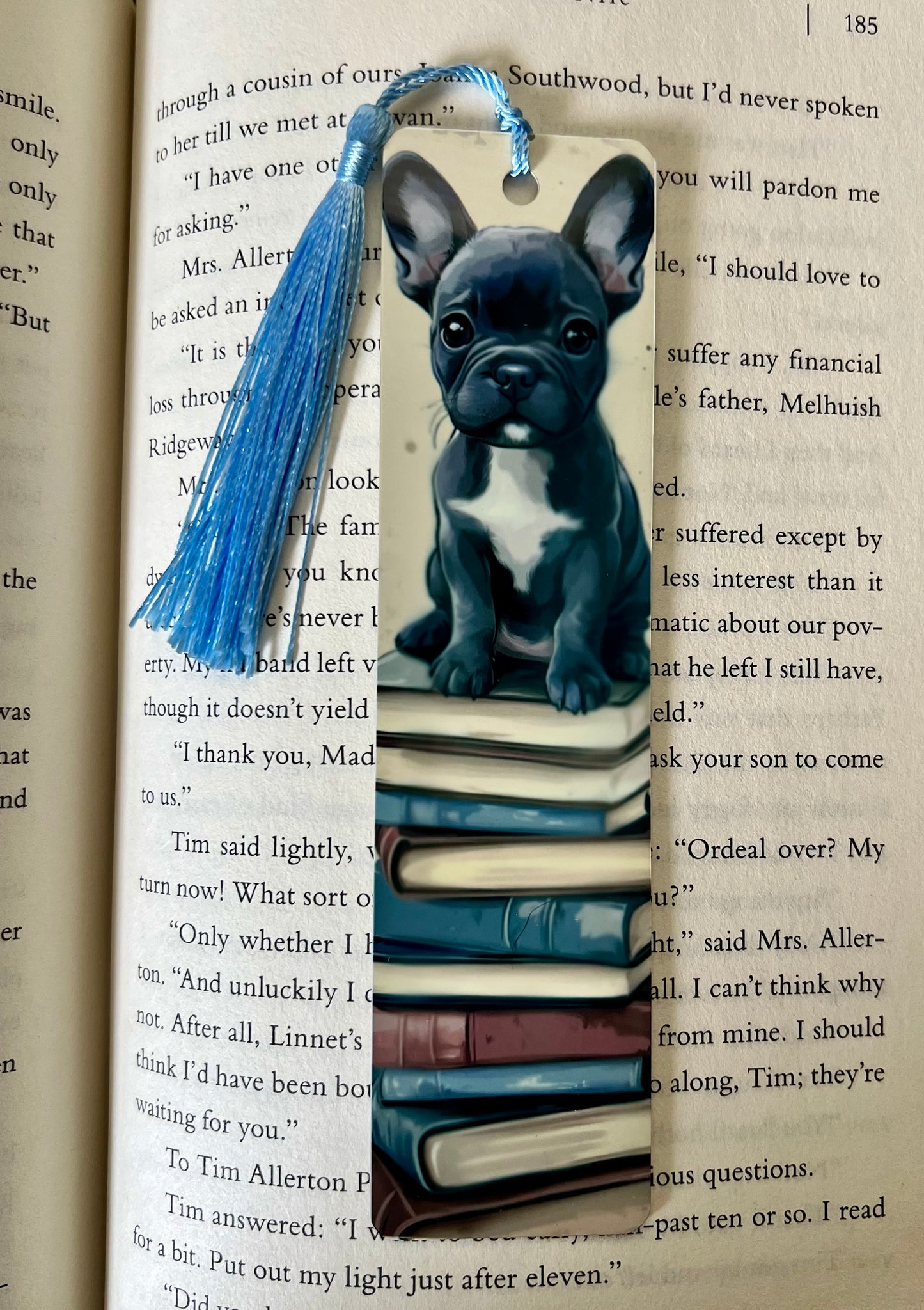 Bookmark - Metal Bookmark 1.5" x 6" with Tassel - French Bulldog Puppy