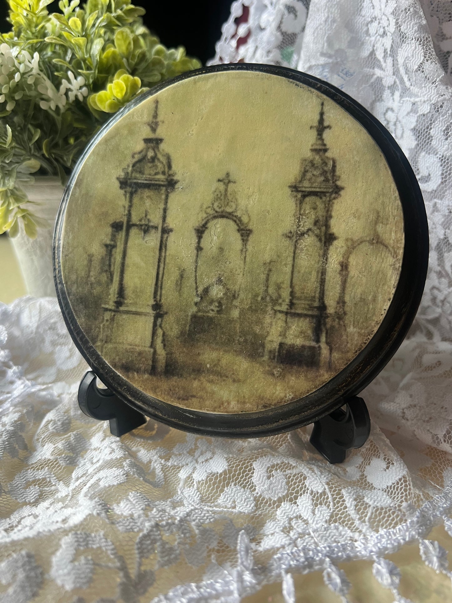 Dark Academia, Wooden Wall Plaque, Graveyard, Spooky
