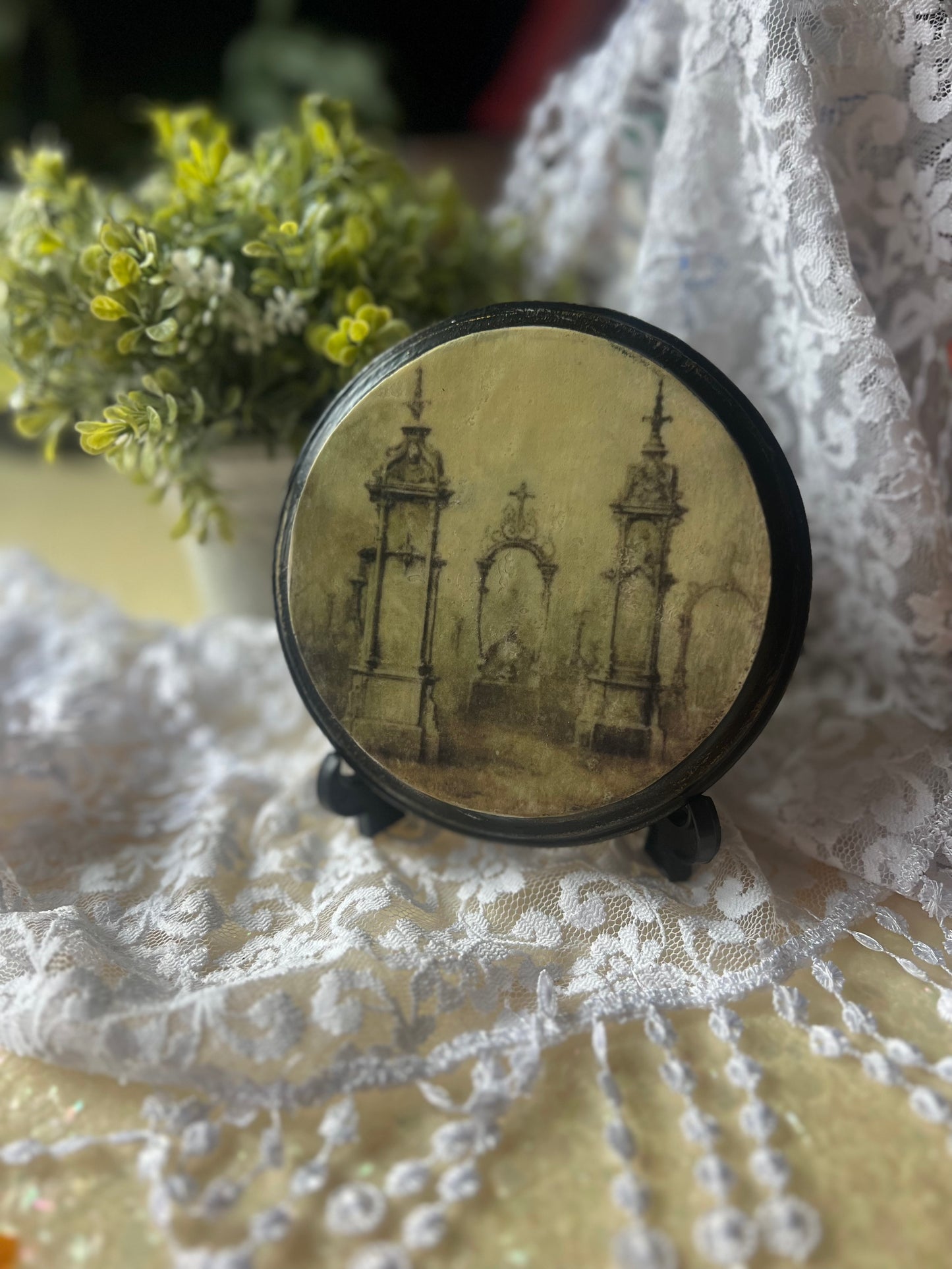 Dark Academia, Wooden Wall Plaque, Graveyard, Spooky