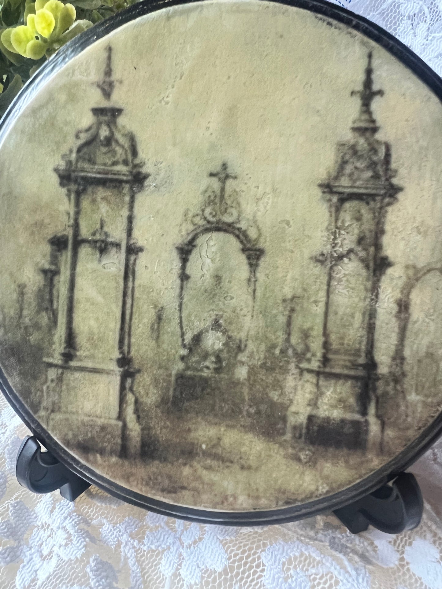 Dark Academia, Wooden Wall Plaque, Graveyard, Spooky