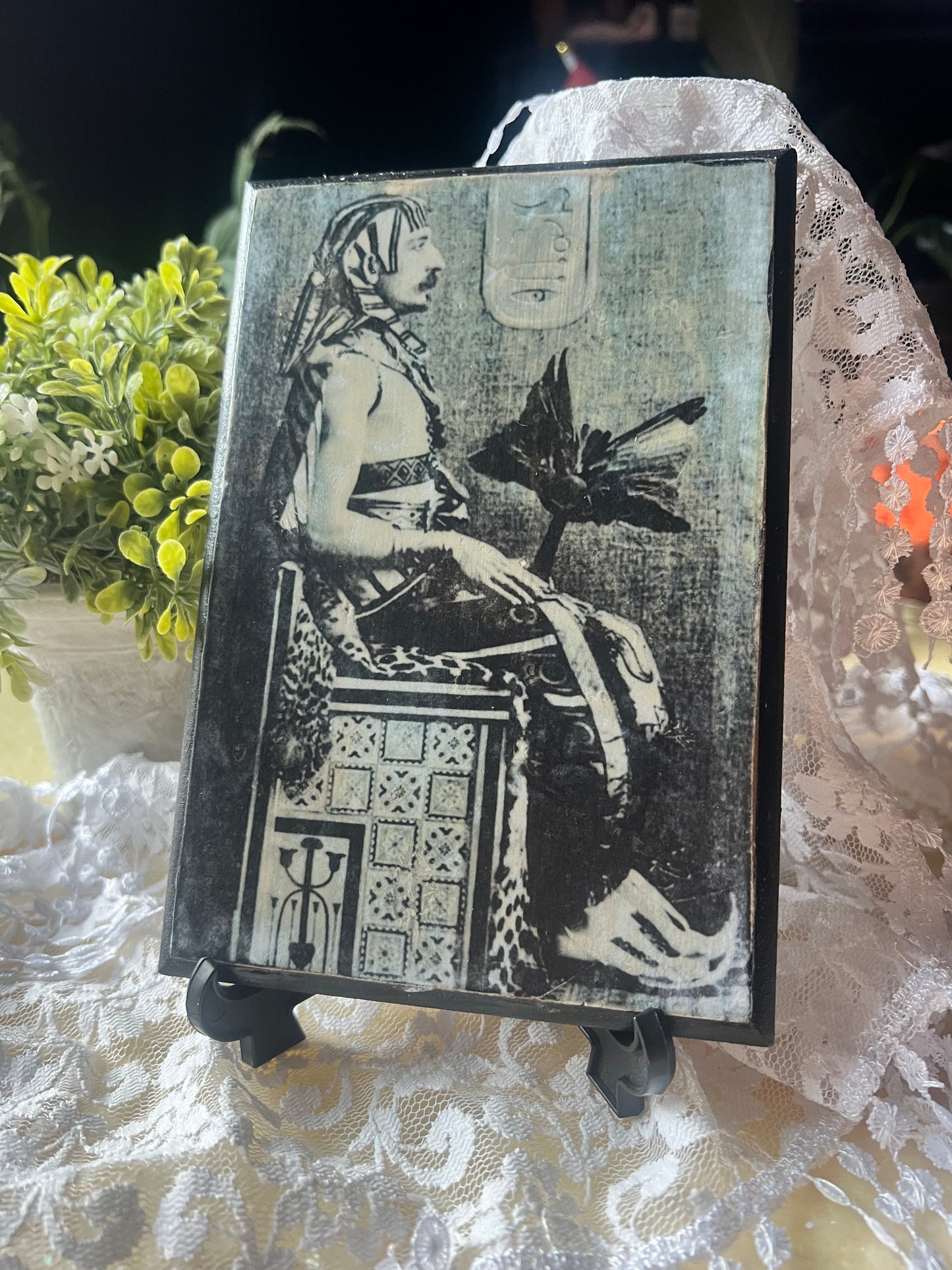 Dark Academia, Victorian Man, Antique Photo, Egyptian Costume, Wooden Plaque