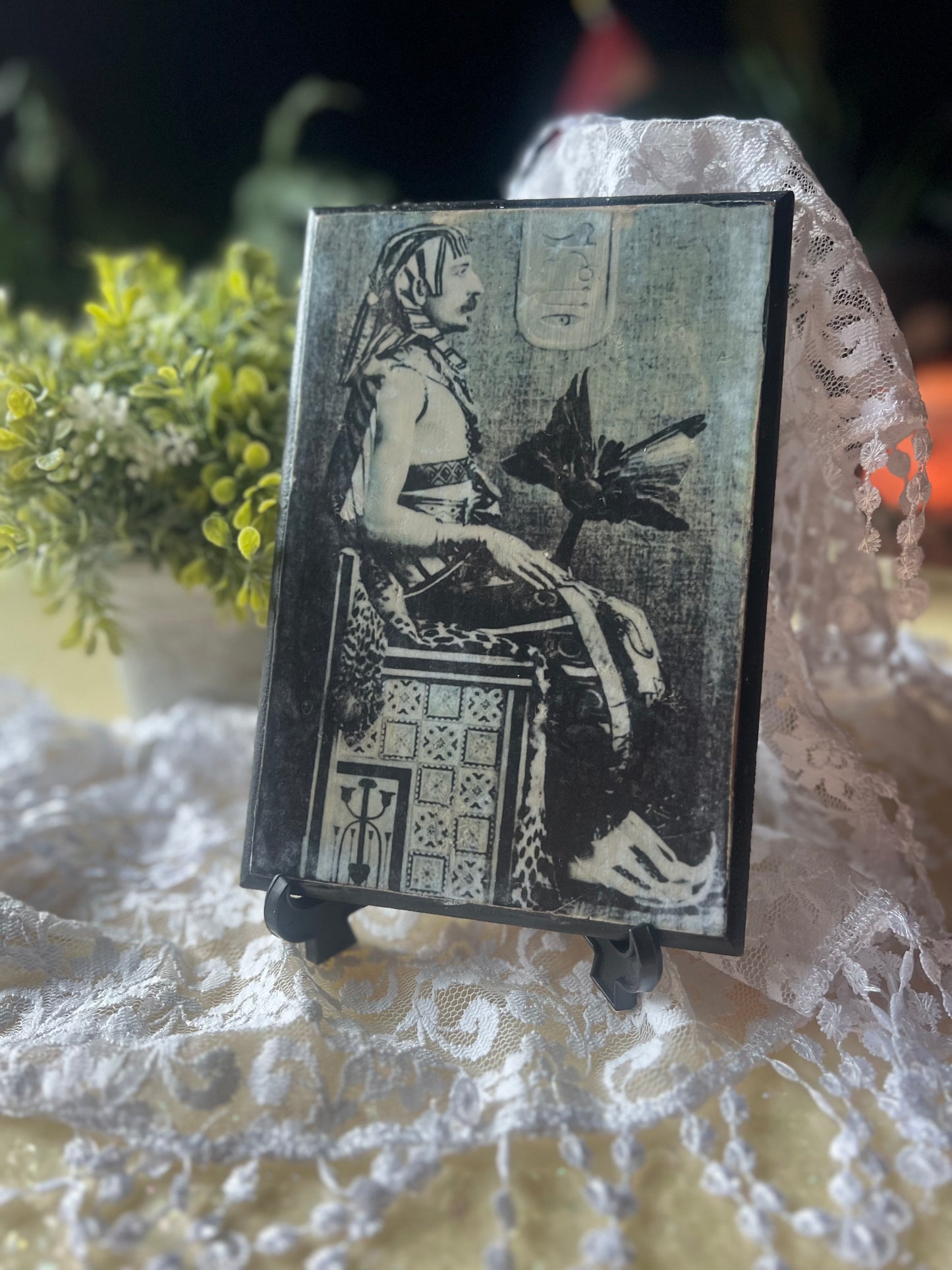 Dark Academia, Victorian Man, Antique Photo, Egyptian Costume, Wooden Plaque