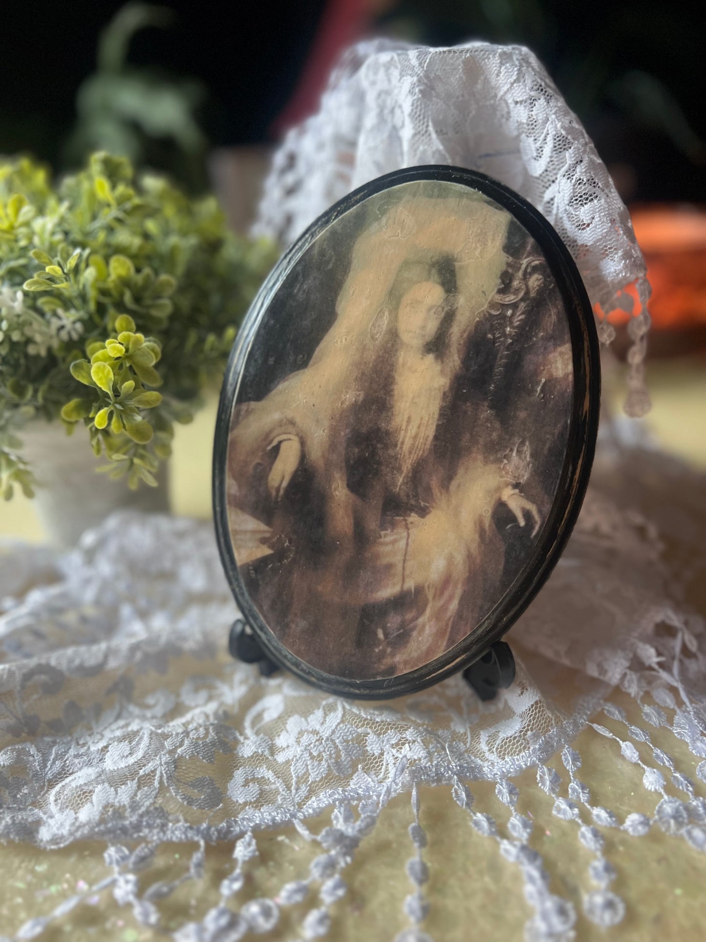 Dark Academia, Ghostly Woman, Wooden Plaque, Wall Hanging