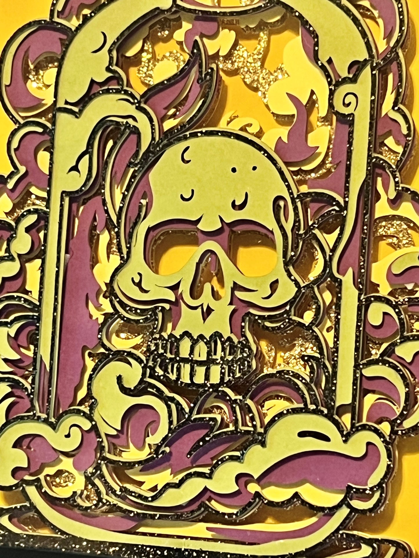 Skull in Apothecary Jar, Shadowbox, Layered Cut Paper Artwork, 5x7 Framed