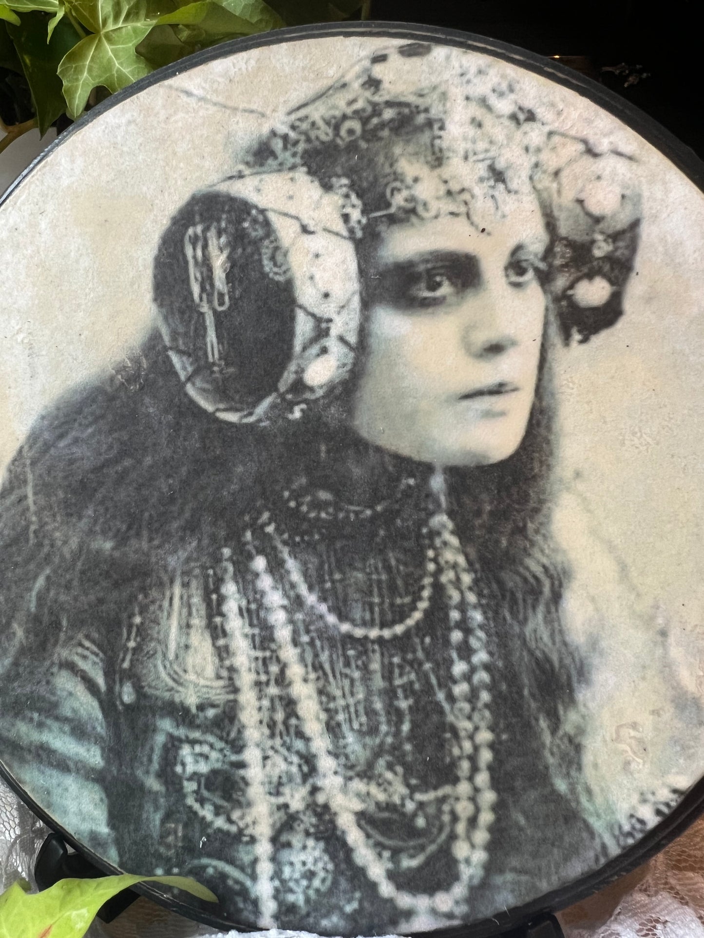 Dark Academia Wooden Plaque 1910's Actress in Costume