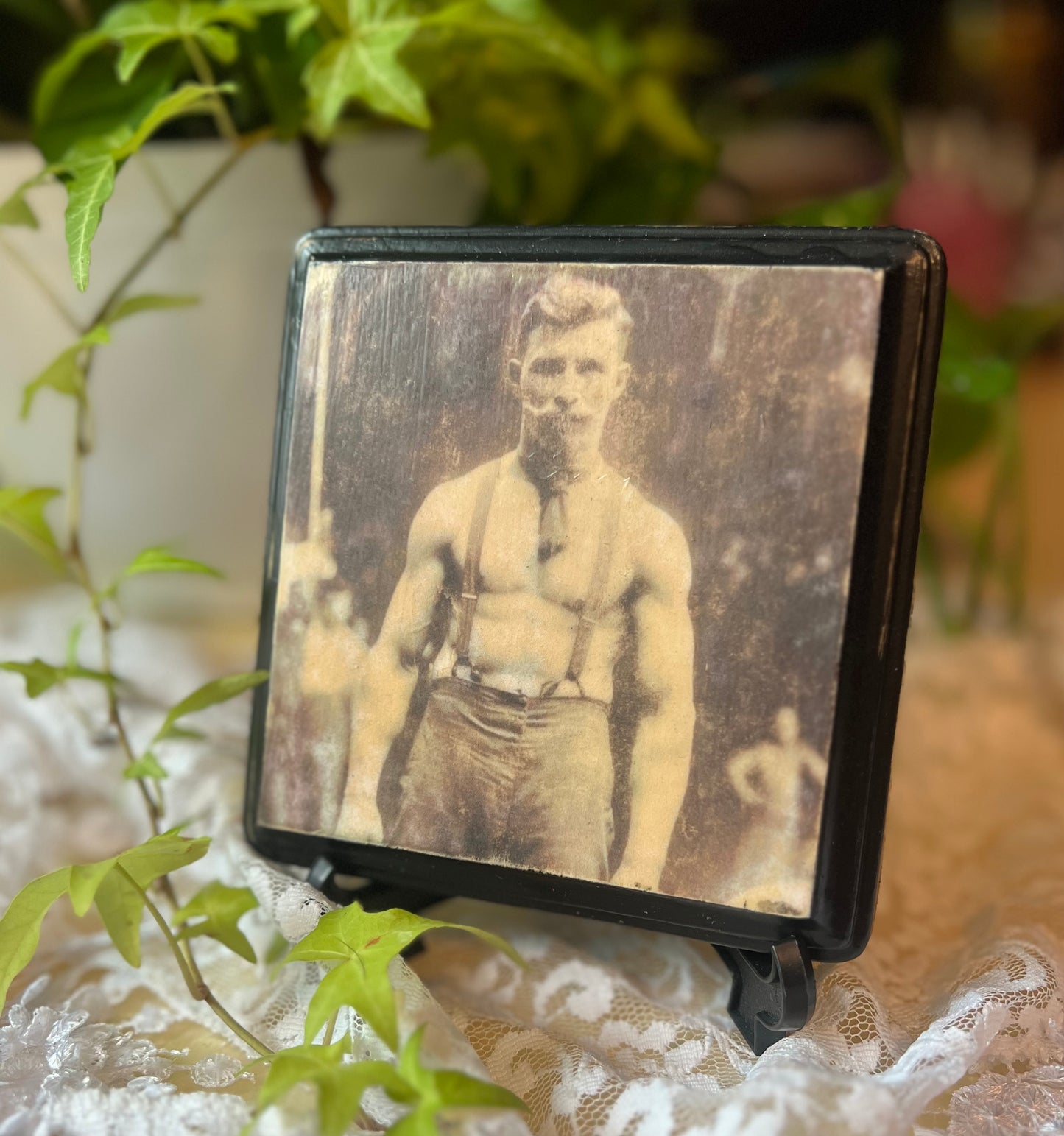Dark Academia Plaque, Wall Hanging, Tabletop Display, Late 1800's Hunky Guy