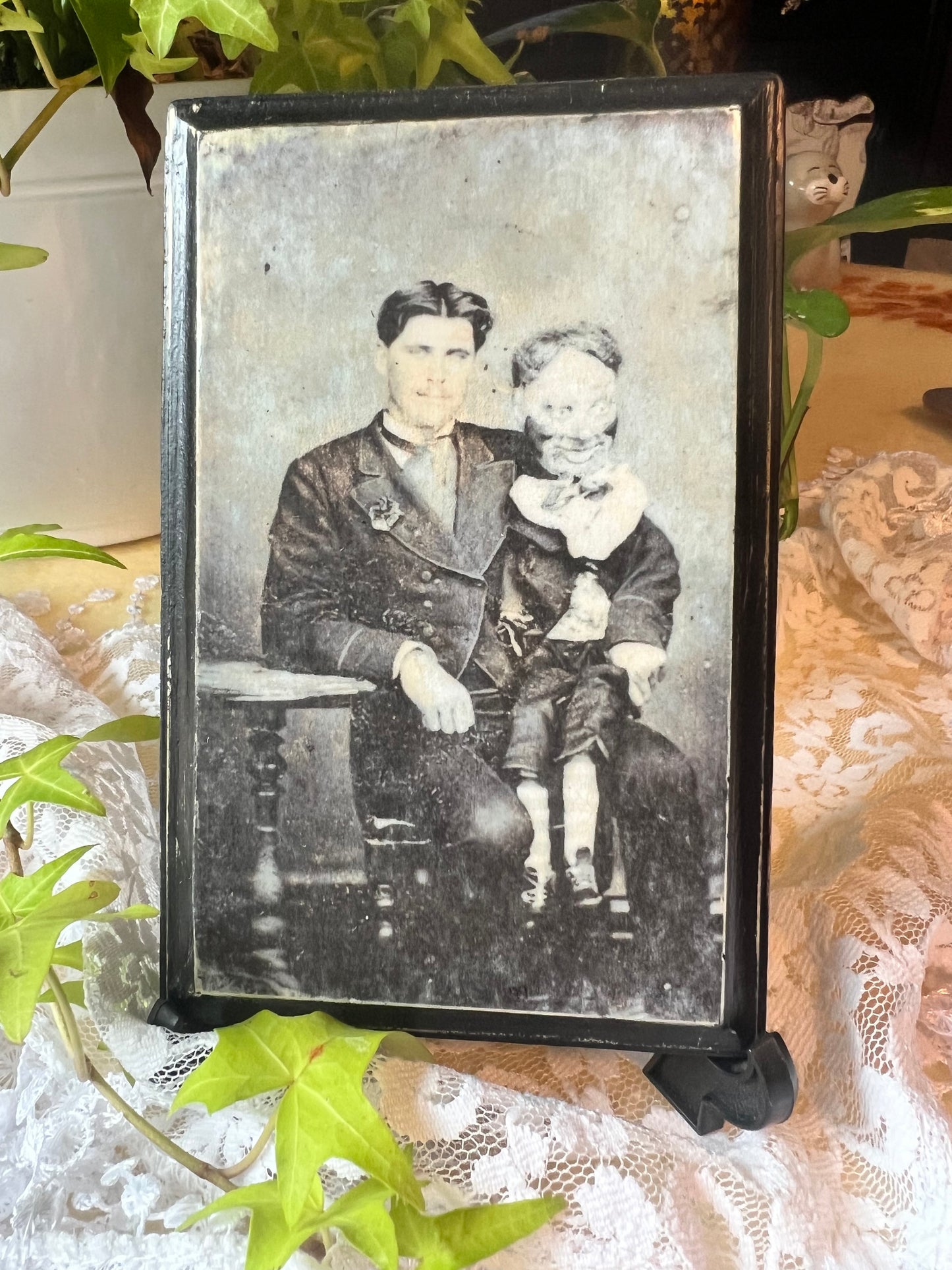 Dark Academia Plaque, Solid Wood, Wall Hanging Tabletop Display, Weird Guy with Ventriloquist Dummy