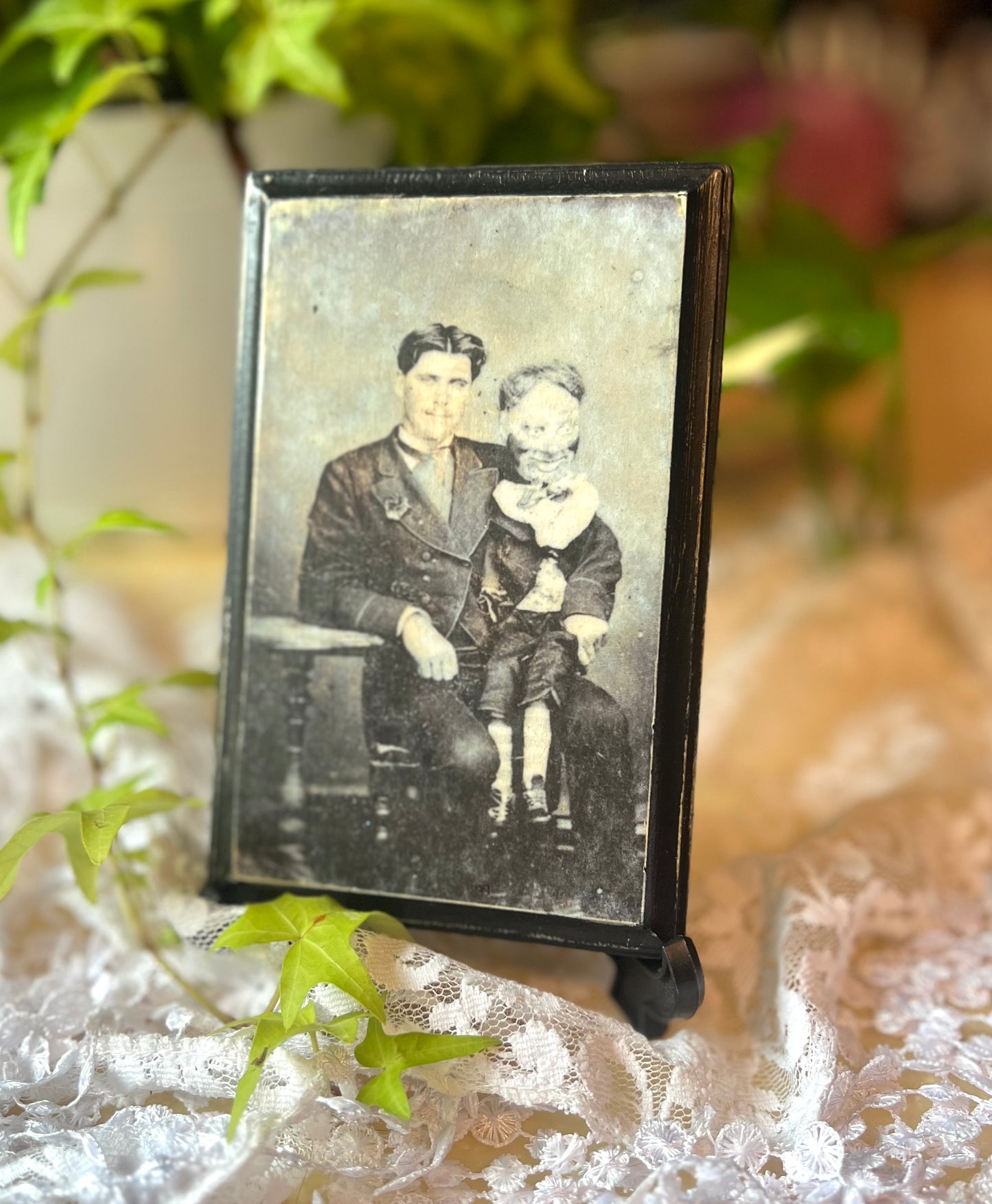 Dark Academia Plaque, Solid Wood, Wall Hanging Tabletop Display, Weird Guy with Ventriloquist Dummy