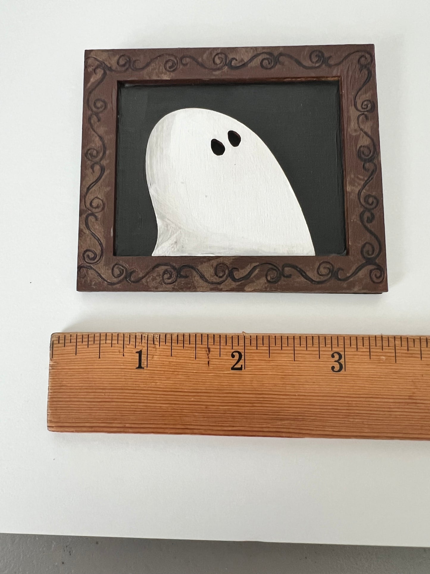 Ghost Portraits - Hand Painted Wooden Big Guy Ghostie Rectangle Shaped Frame