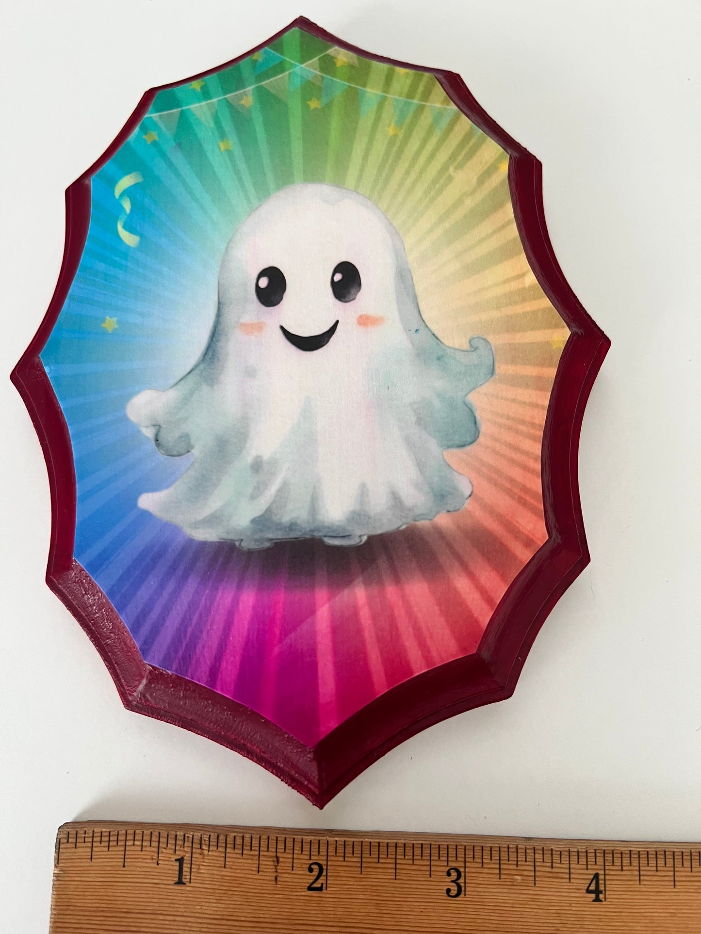 Happy Ghost - Wooden Plaque Wall Hanging
