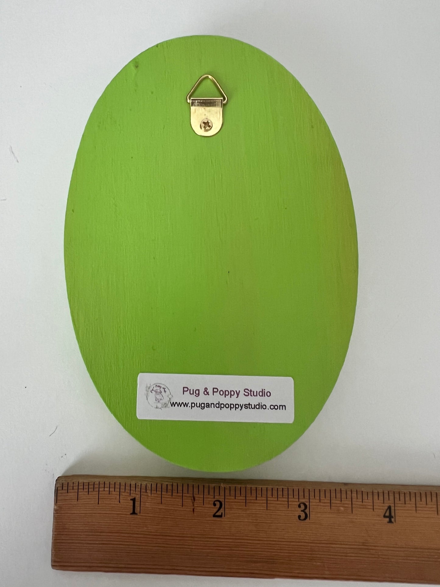 Ghost in the Mirror Lime Green - Oval Wooden Plaque Wall Hanging