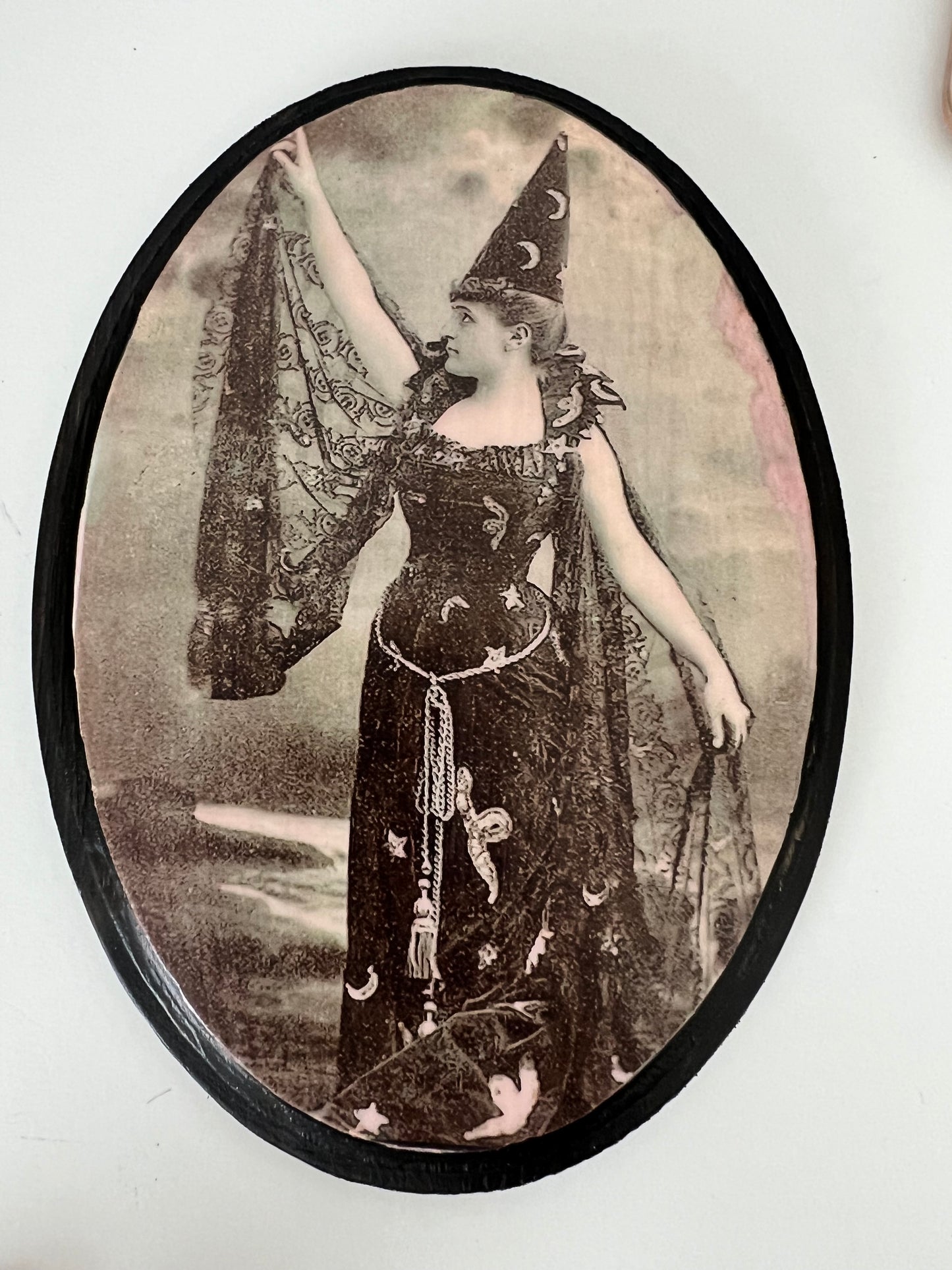 High Priestess Witch - Oval Wooden Plaque Wall Hanging