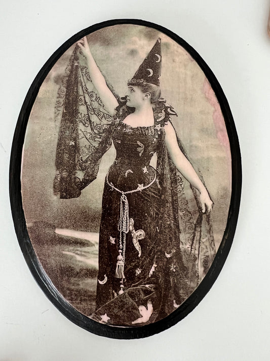 High Priestess Witch - Oval Wooden Plaque Wall Hanging