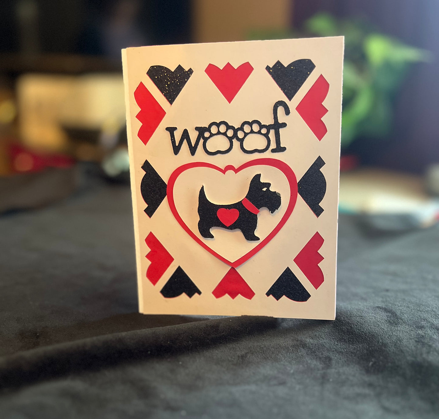 Valentine's Day Card, Handmade, Scotty Dog, Keepsake Card
