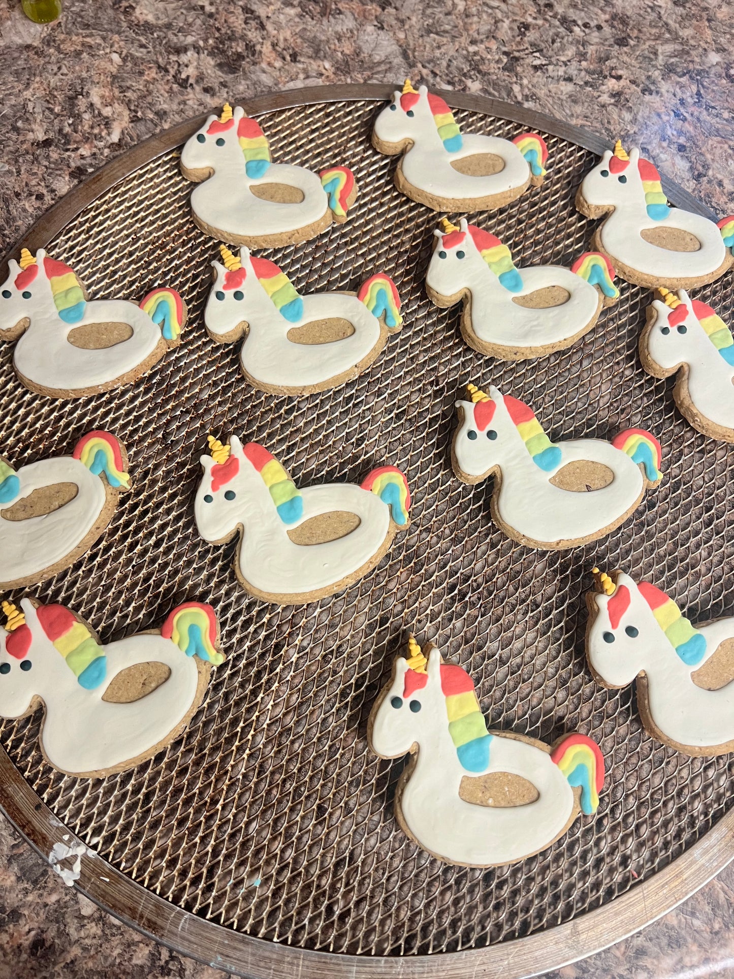 Dog Treats, Unicorn Pool Floatie Frosted Peanut Butter Cookies, Limited Ingredient