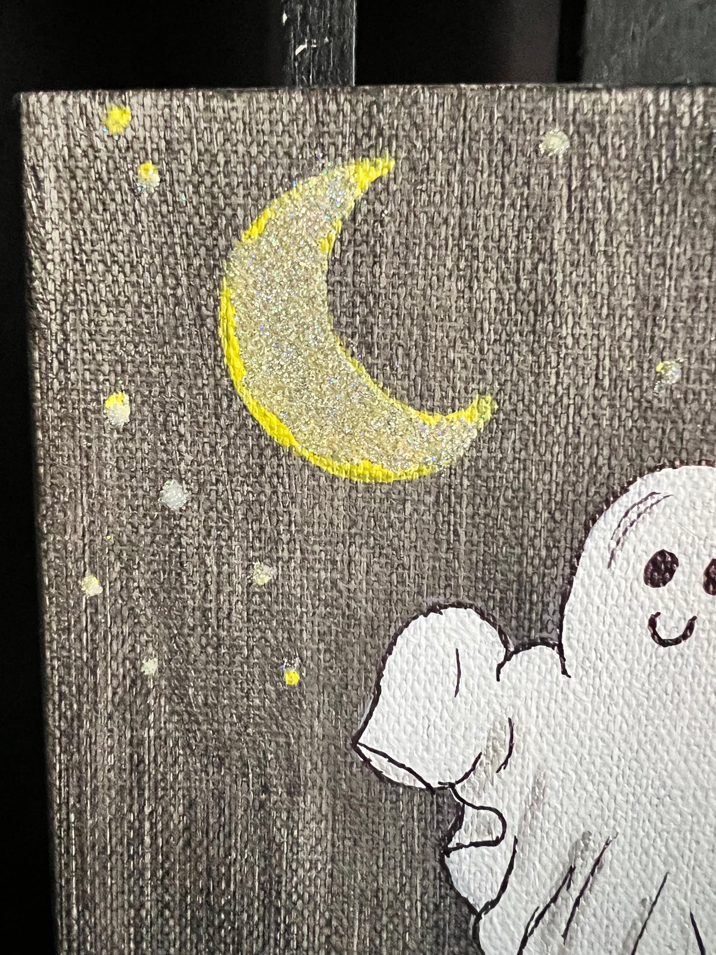 Adorable Ghost Painting, Mixed Media, Original Artwork