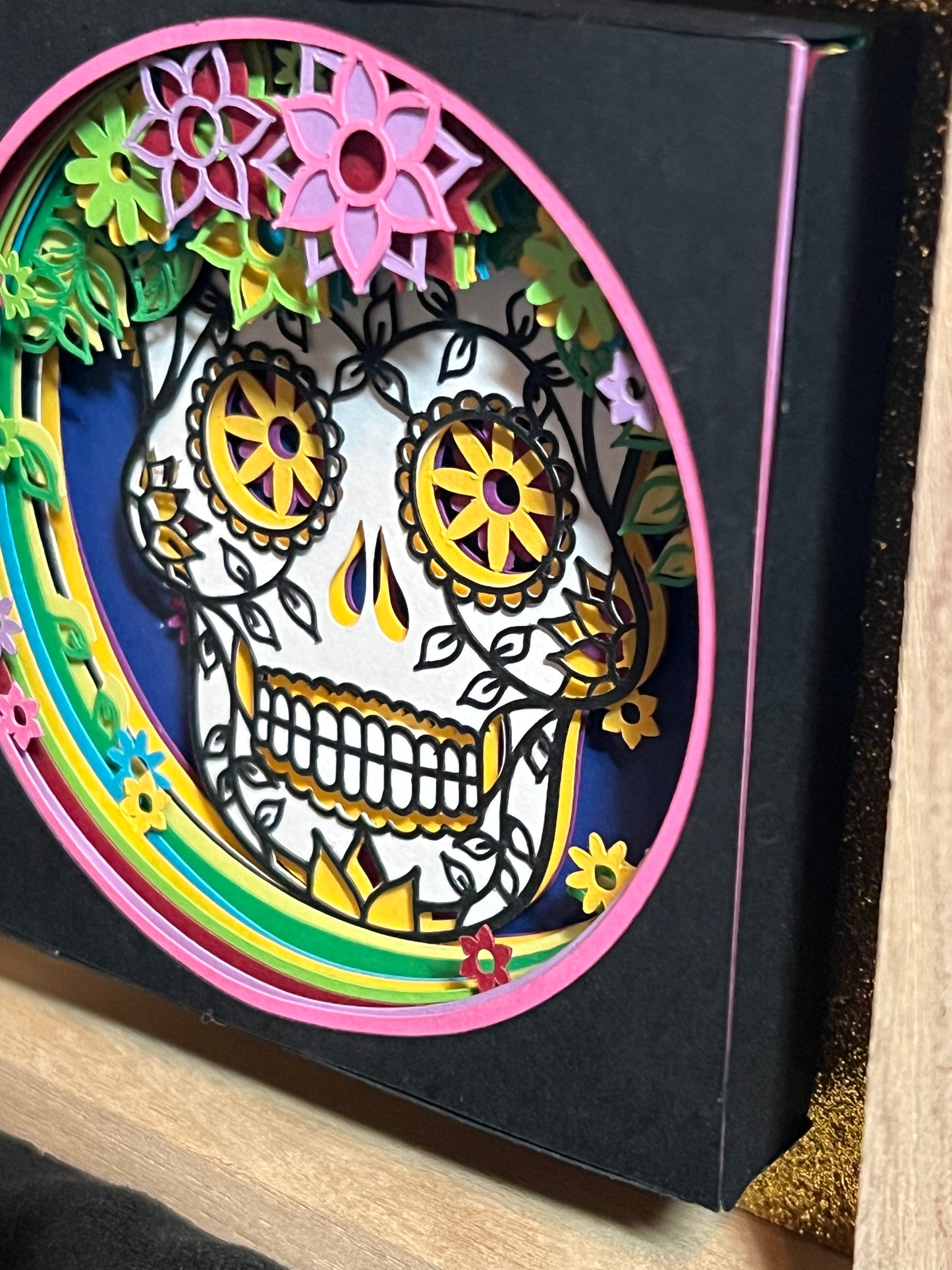 Sugar Skull Shadow Box Layered Artwork