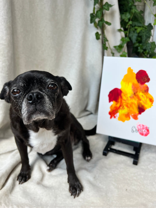 Original Acrylic Painting by Ebby the Bugg Dog OOAK Orange