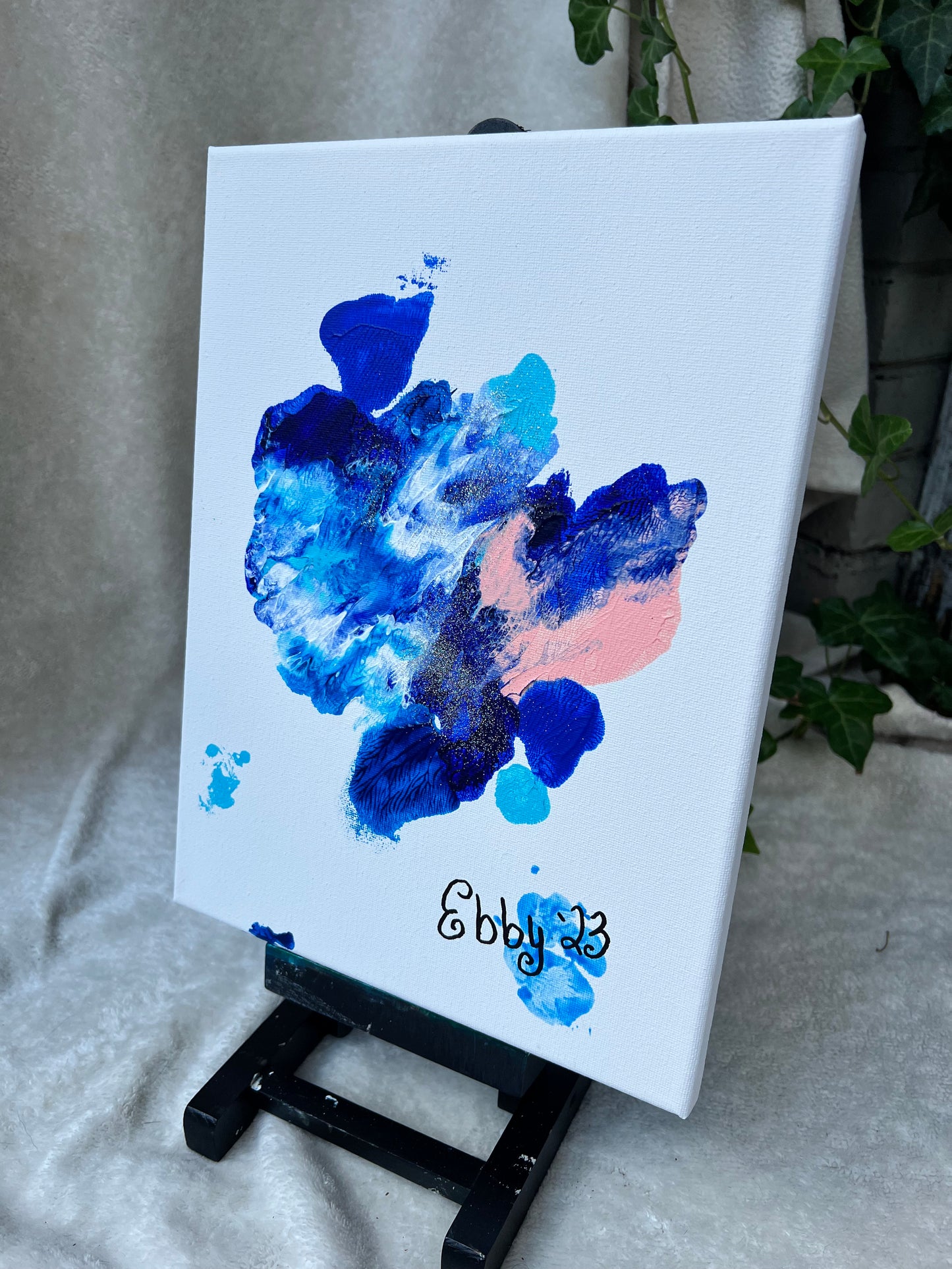 Original Acrylic Painting by Ebby the Bugg Dog Blue