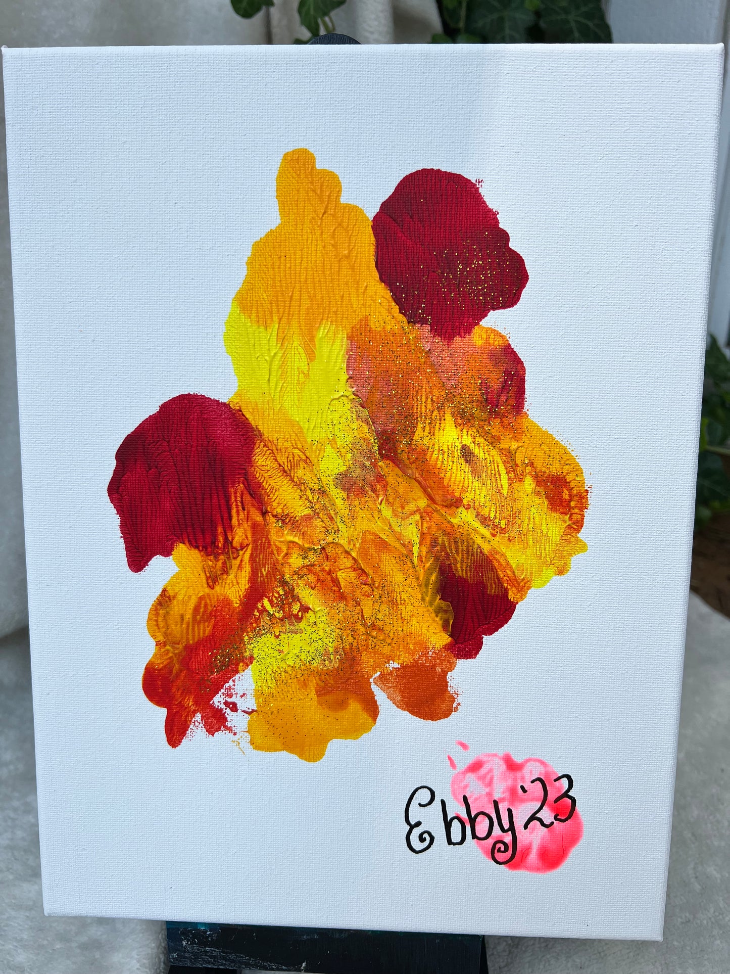 Original Acrylic Painting by Ebby the Bugg Dog OOAK Orange
