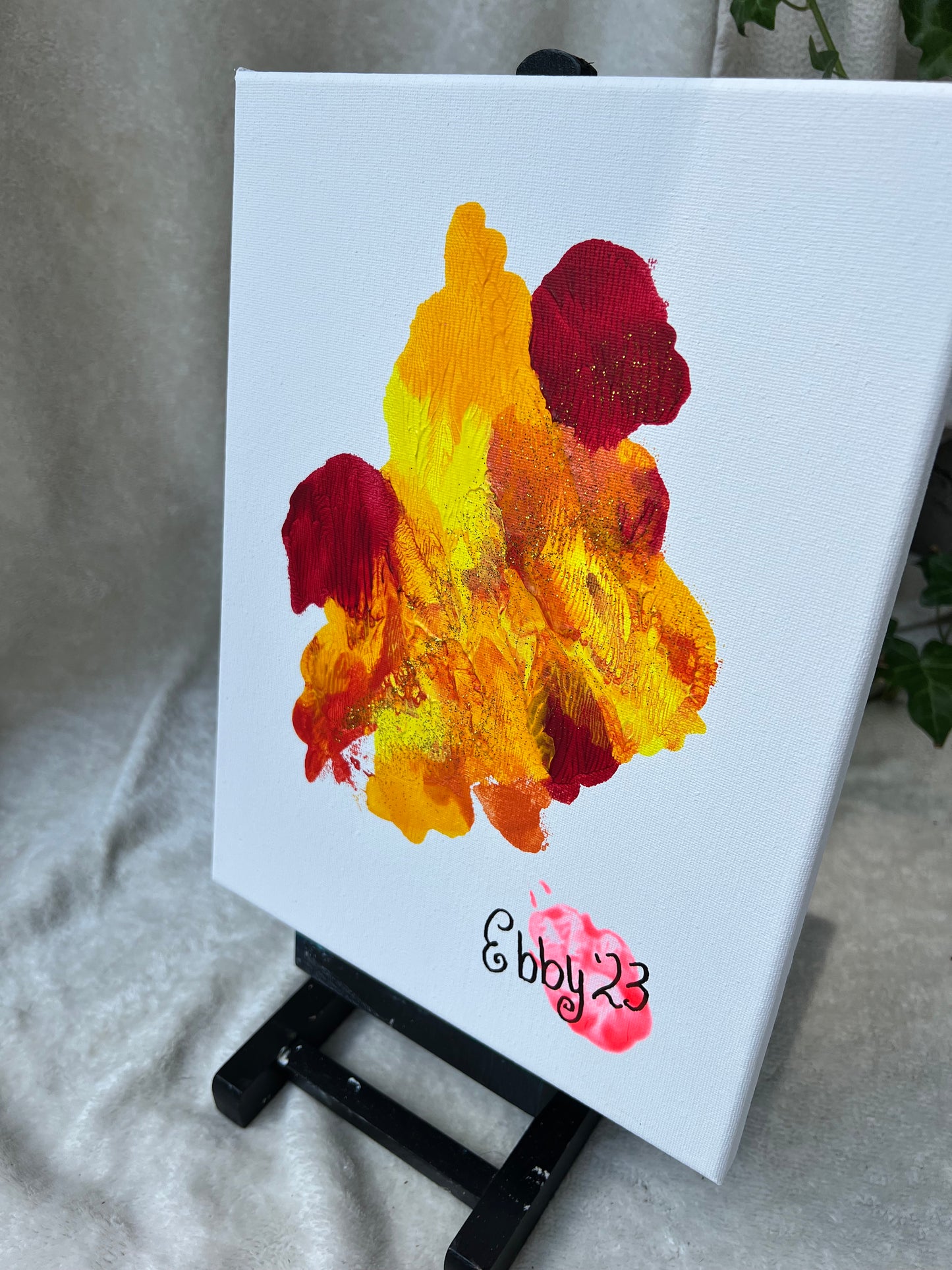 Original Acrylic Painting by Ebby the Bugg Dog OOAK Orange