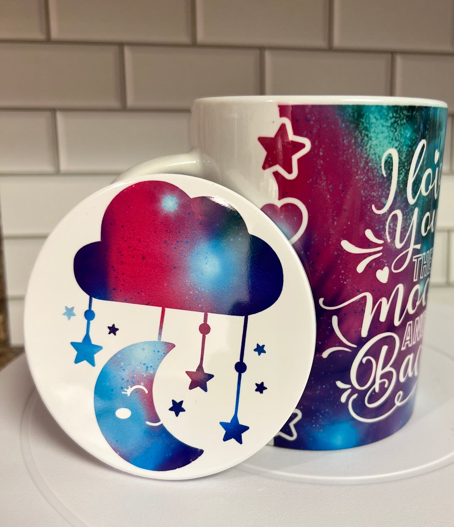 Coffee Mug Tea Mug Celestial Love You to the Moon and Back, with Coaster or Lid
