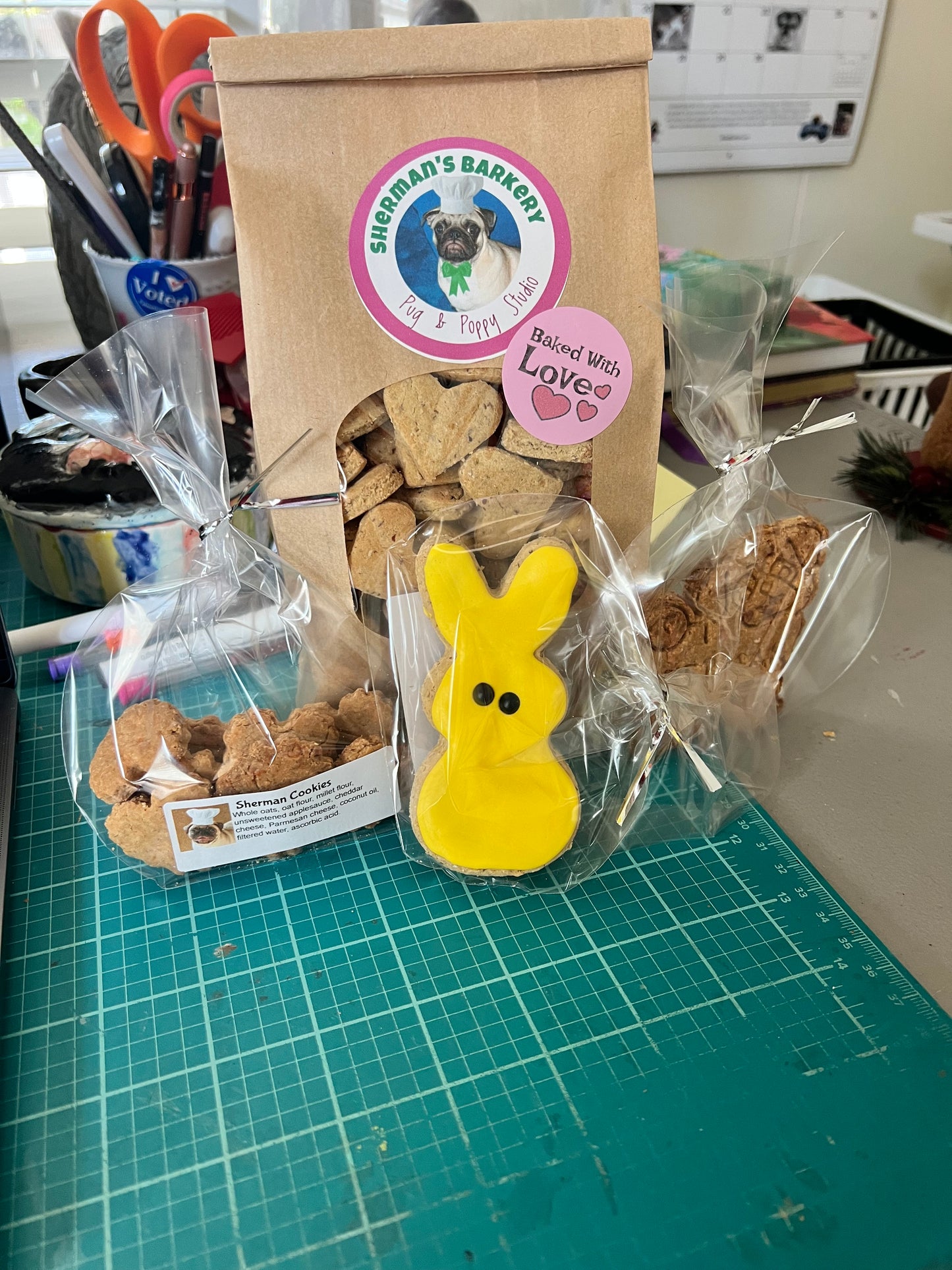 Dog Treats, Peep Bunny Frosted Peanut Butter Cookies, Limited Ingredient