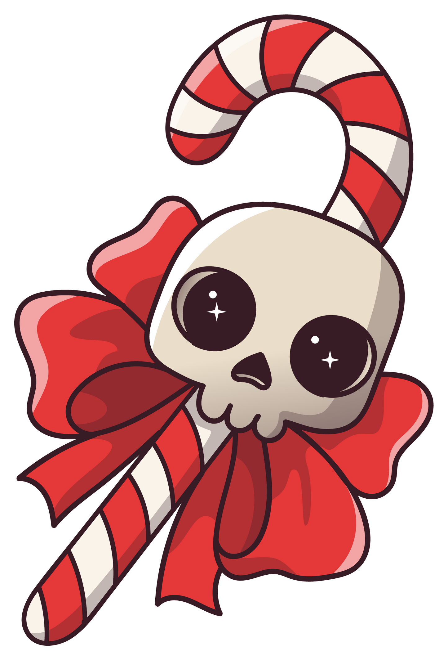 Stickers - Skull And Candy Cane Sticker, Christmas Stickers