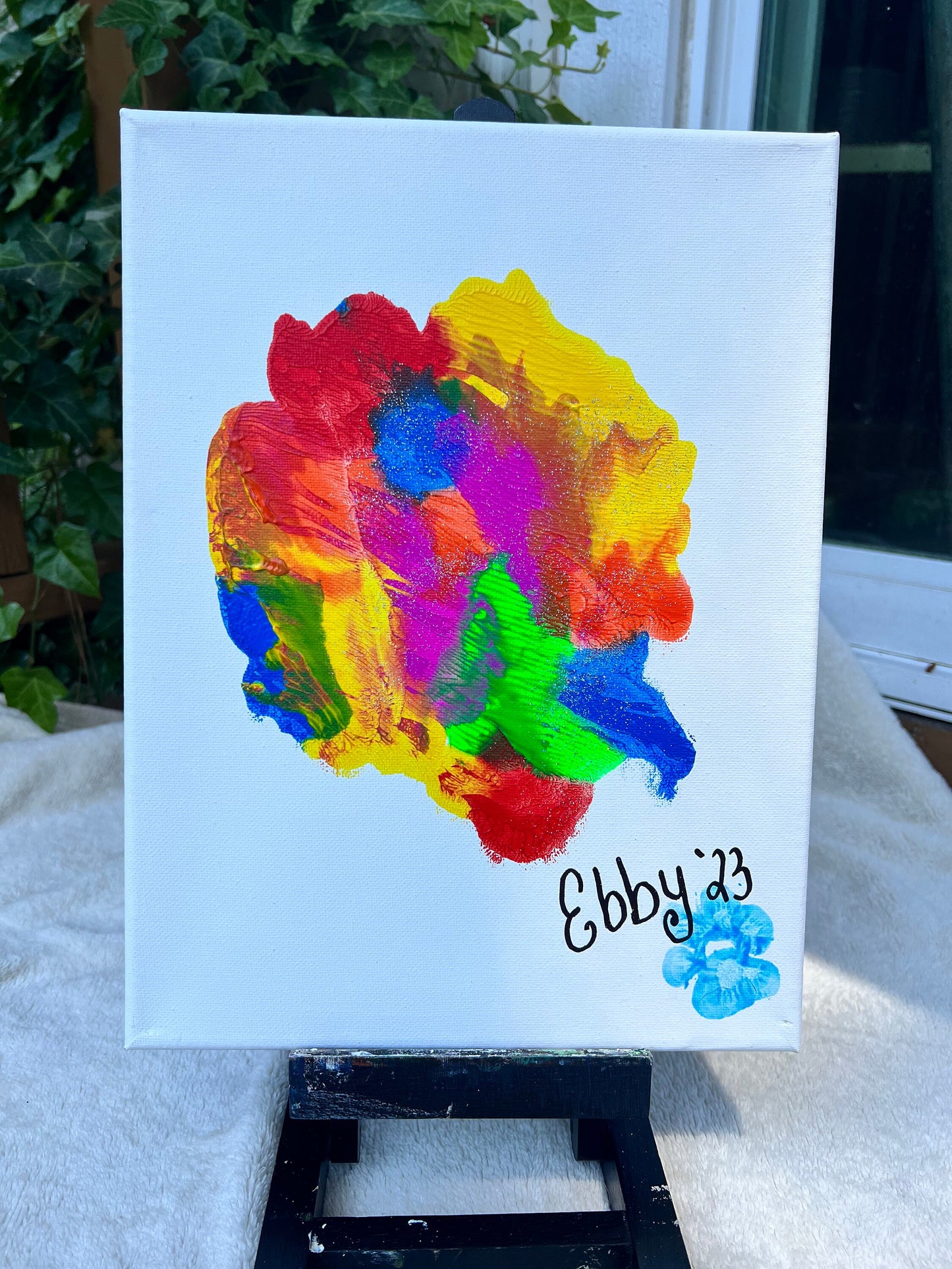 Original Acrylic Painting by Ebby the Bugg Dog Happy Colors