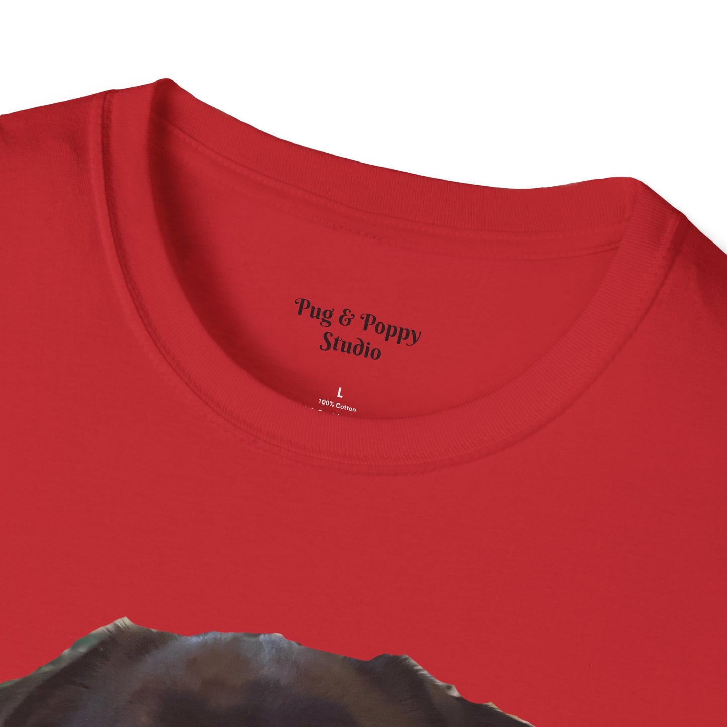 Unisex Softstyle T-Shirt Pug Tee Shirt, Black Pug Eww!