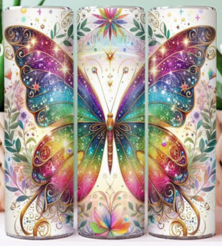 20 oz Stainless Steel Tumbler, Rainbow Butterfly LIMITED EDITION