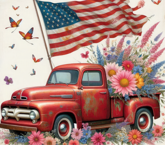20 oz Stainless Steel Tumbler, Patriotic Vintage Pickup Truck - LIMITED EDITION