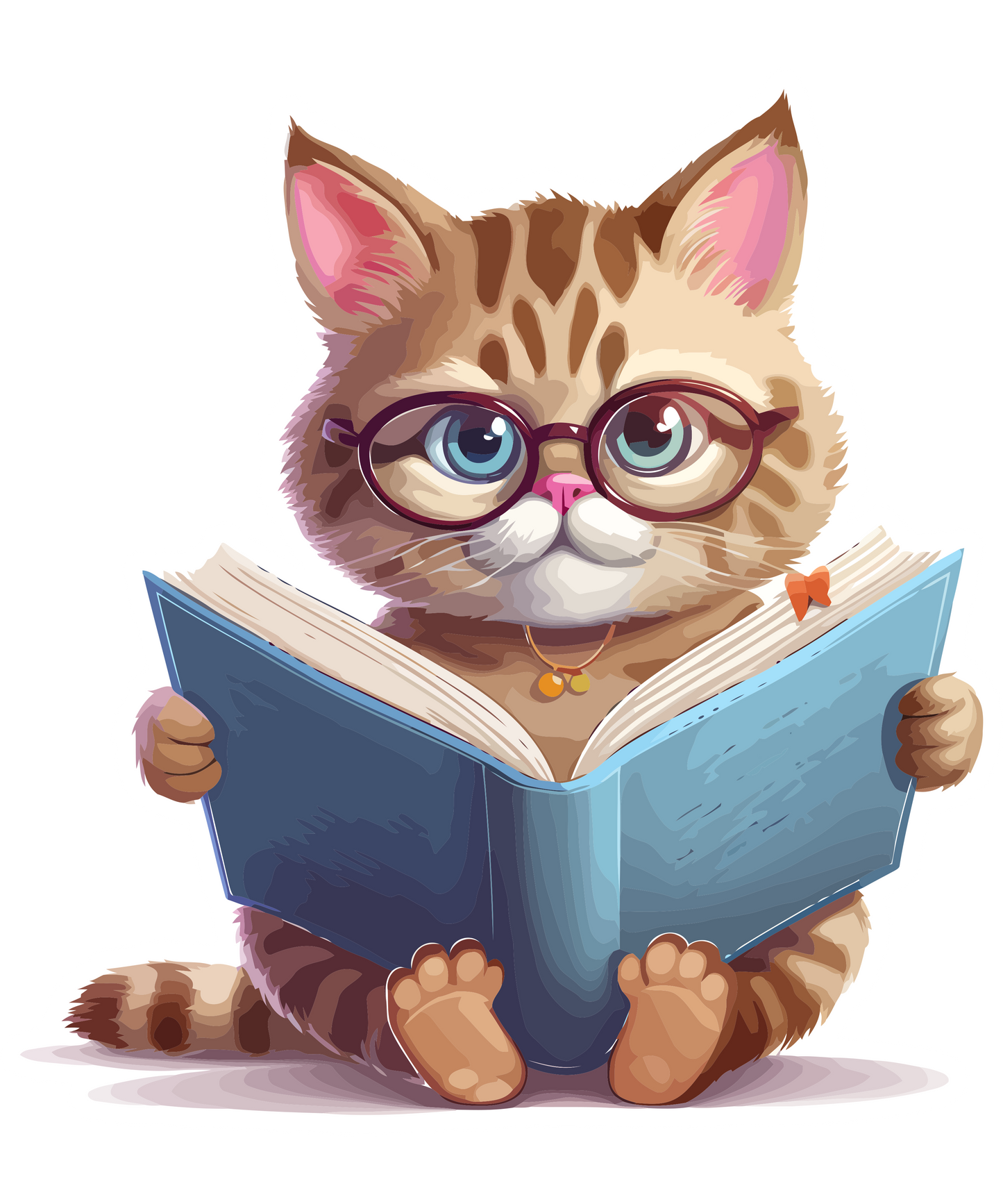 Stickers - Orange Tabby Cat with a Book Sticker, Book Lovers' Stickers