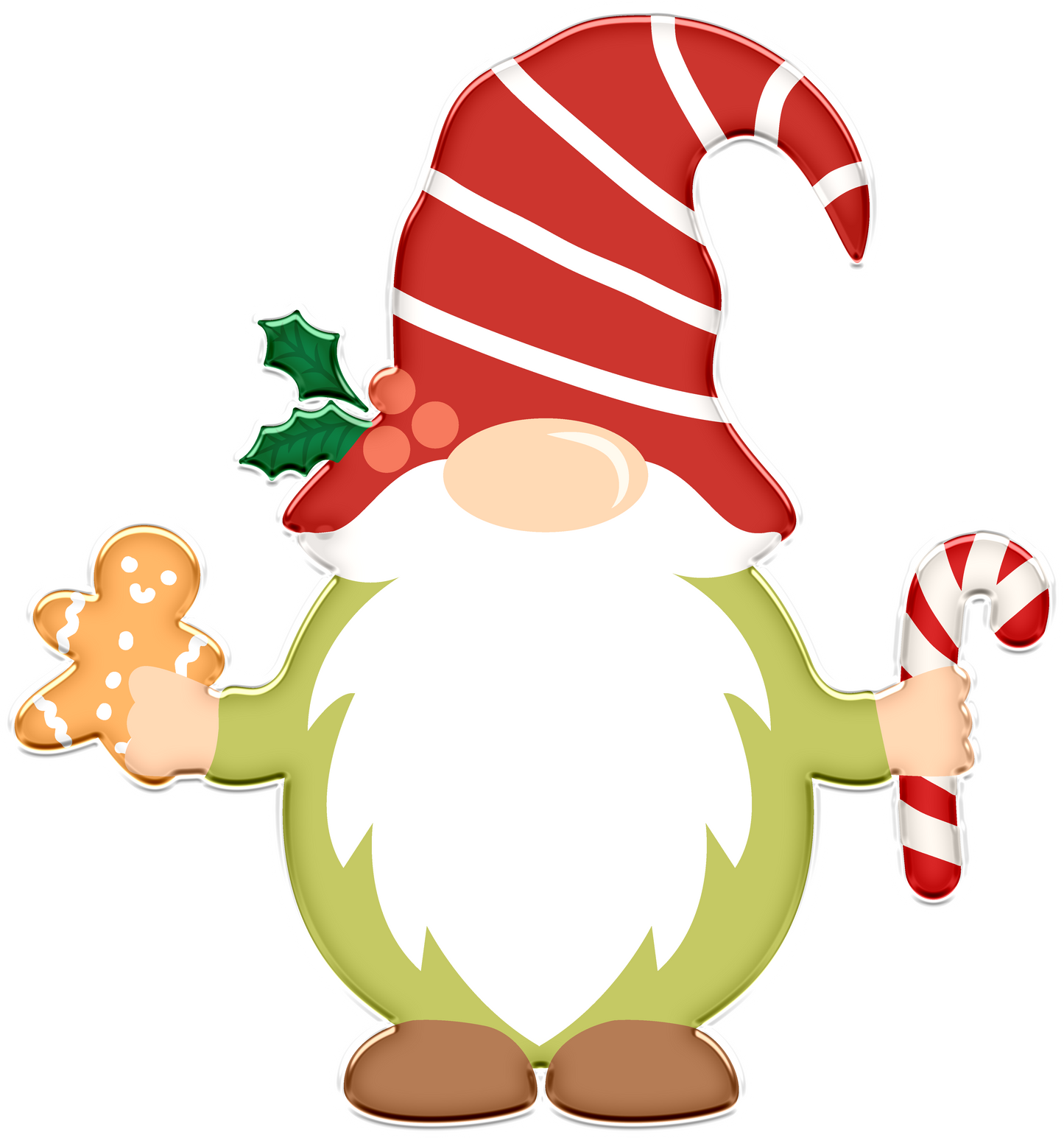 Stickers - Christmas Gnome with Candy Cane and Cookie Sticker, Christmas Stickers