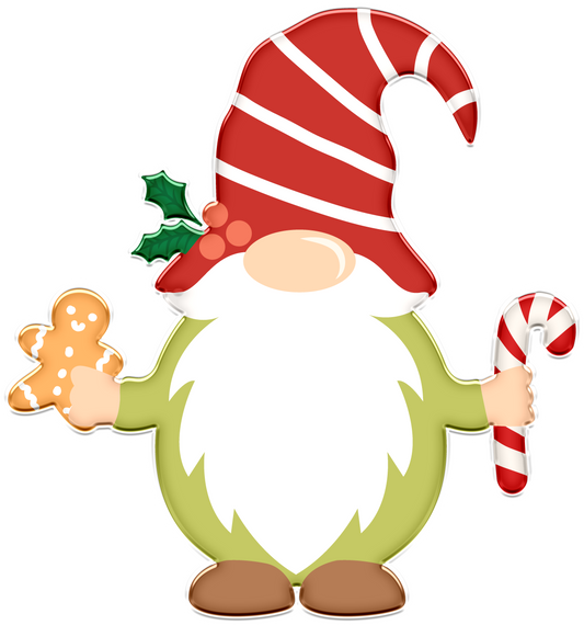 Stickers - Christmas Gnome with Candy Cane and Cookie Sticker, Christmas Stickers