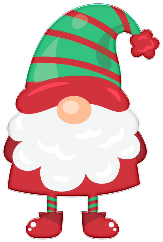 Stickers - Christmas Gnome with Red & Green Hat Sticker, Christmas Stickers