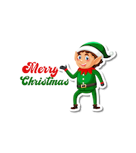 Stickers - Merry Christmas Elf Sticker, Christmas Sticker