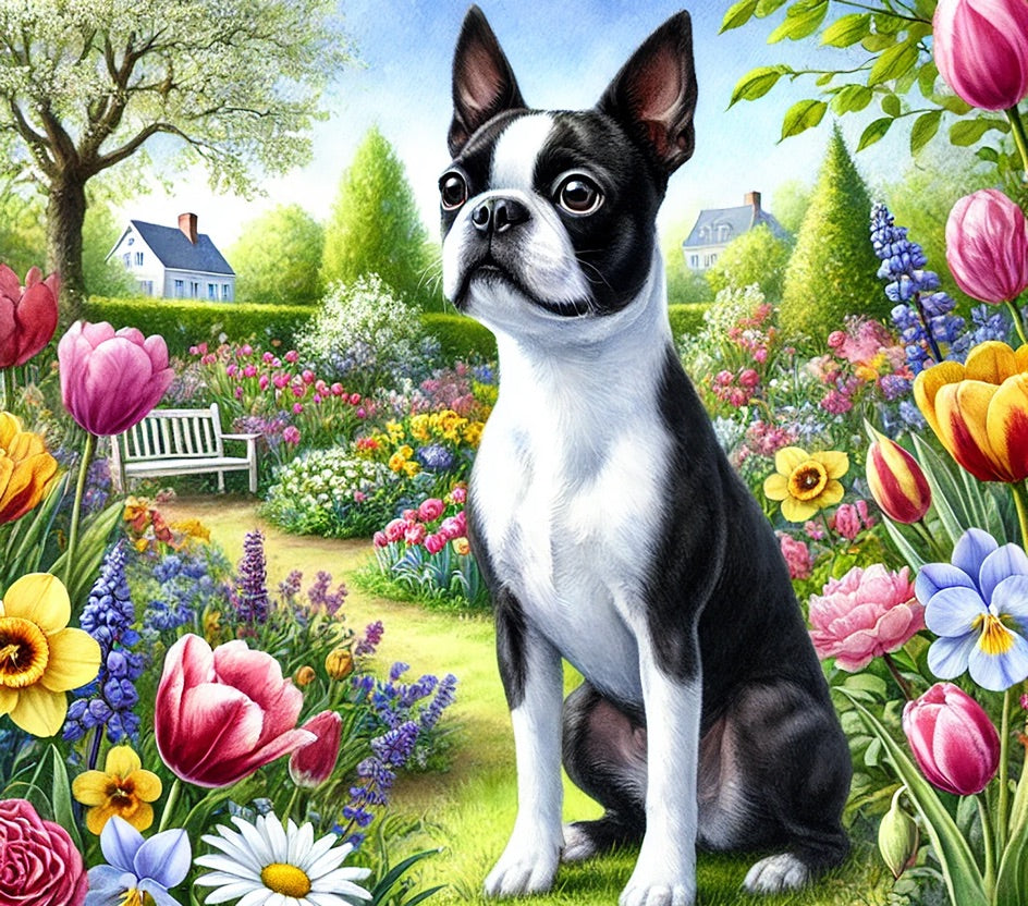 20 oz Stainless Steel Tumbler, Springtime Boston Terrier - LIMITED EDITION
