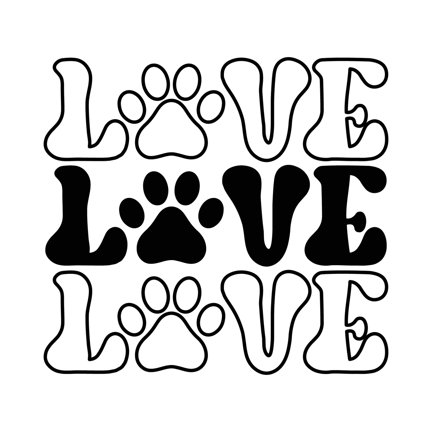 Stickers - Love w/Dog Foot Print Sticker, Dog Lovers' Stickers