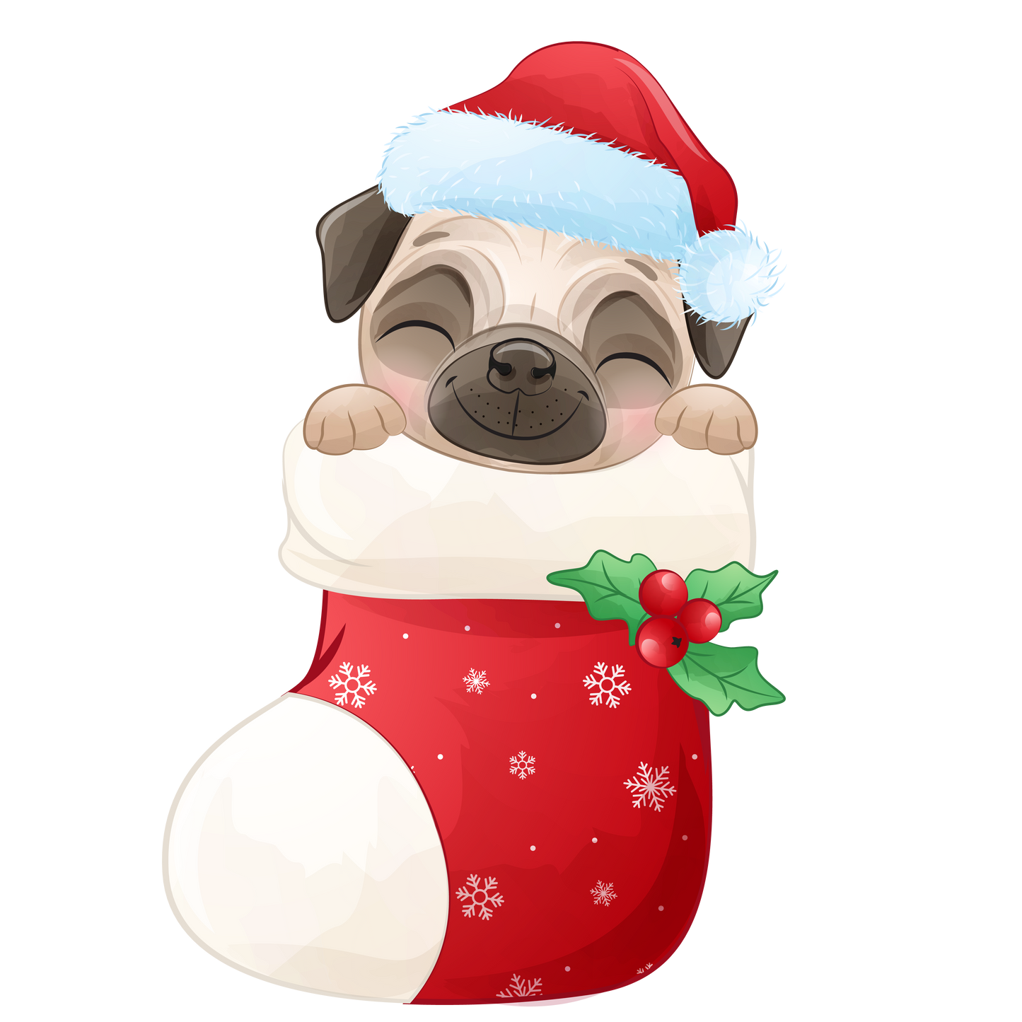 Stickers - Pug in a Christmas Stocking