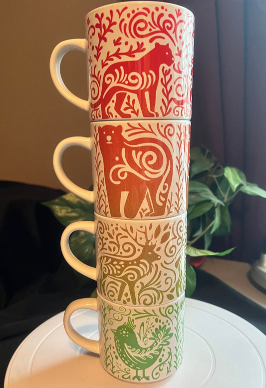 Mug Set - Stackable Nordic Artwork Animal Designs