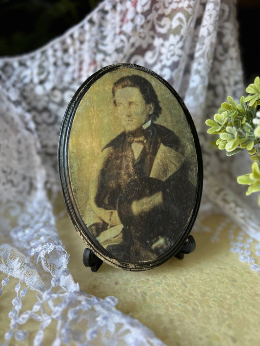 Dark Academia, Wall Plaque, Antique Photo, 1860's Gentleman Ghost