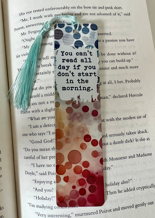 Bookmark - Metal Bookmark 1.5" x 6" with Tassel - Can't Read All Day