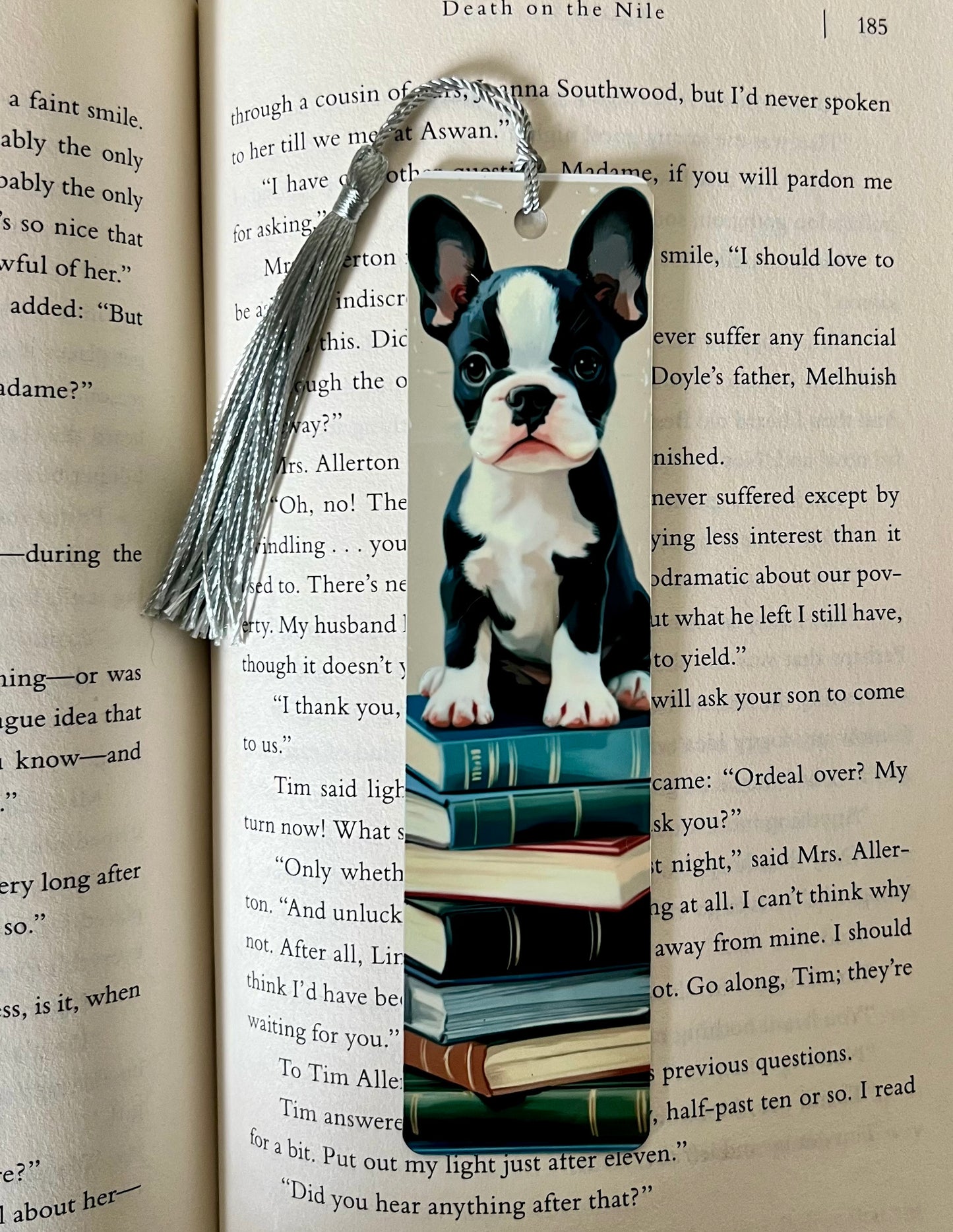Bookmark - Metal Bookmark 1.5" x 6" with Tassel - Boston Terrier Puppy