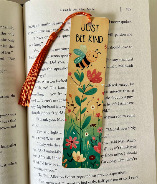 Bookmark - Metal Bookmark 1.5" x 6" with Tassel - Just Bee Kind